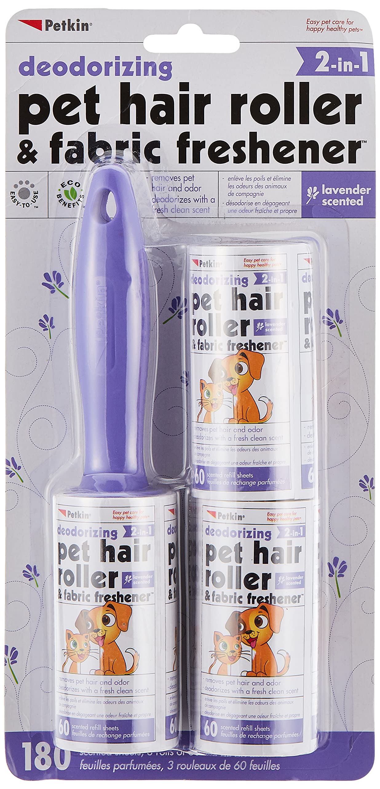 Petkin Pet Hair Roller Lavender - 180 count