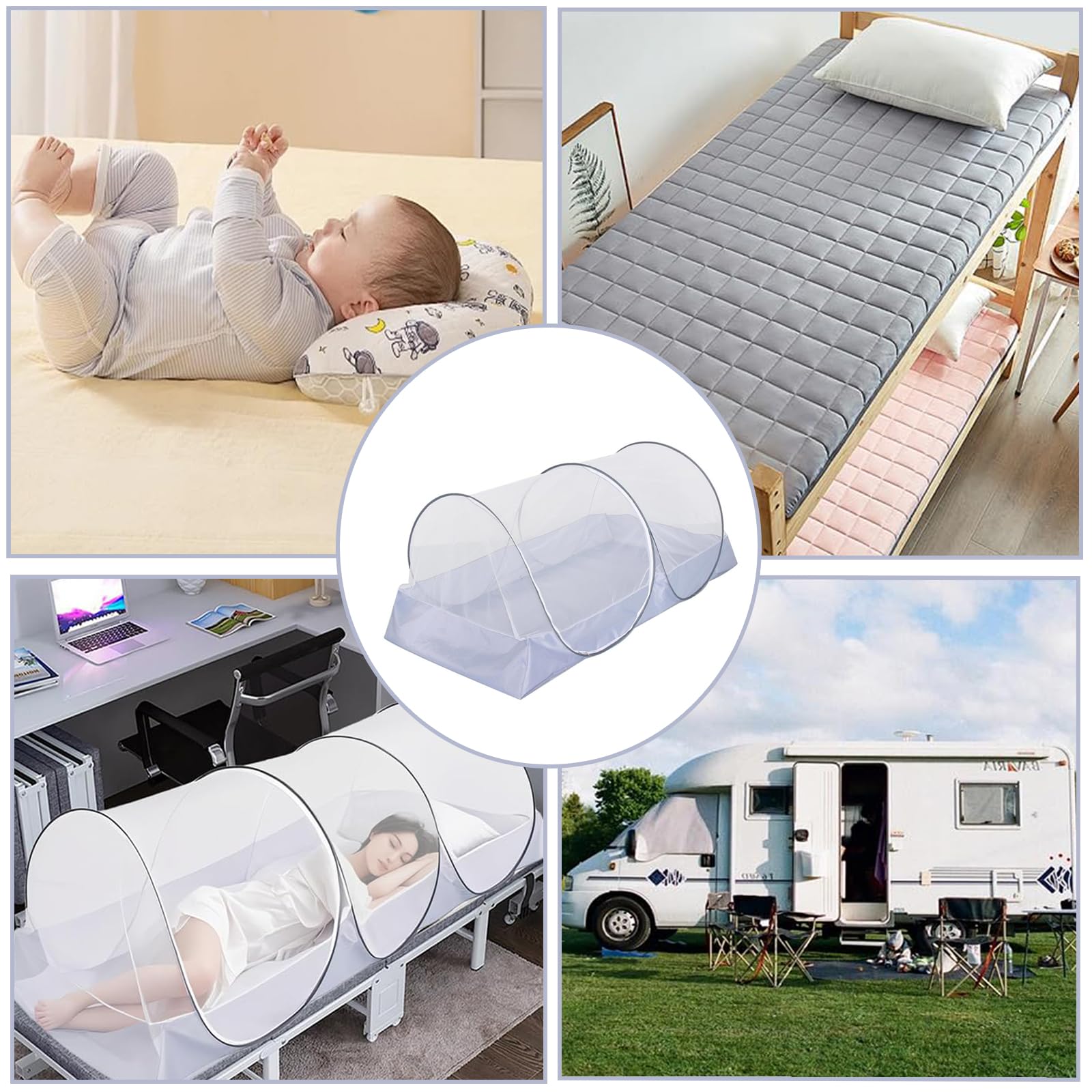 Moskitonetz Bett 200 * 100 * 73cm, Pop Up Moskitonetz, Bettzelt, Faltbares Bettzelt für Kinder, Büro, Outdoor-Camping, Leicht zu Verstauen und zu Tragen
