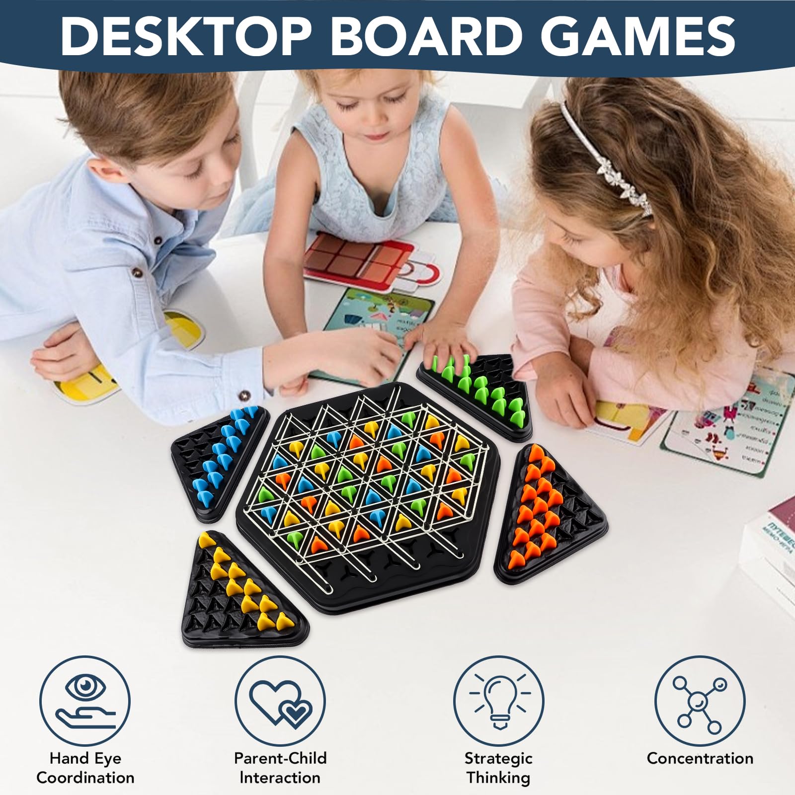 Triggle Gioco Da Tavolo: Scacchi Geometrici A Triangolo Con Elastici - Gioco Di Strategia Per Adulti E Bambini - 2