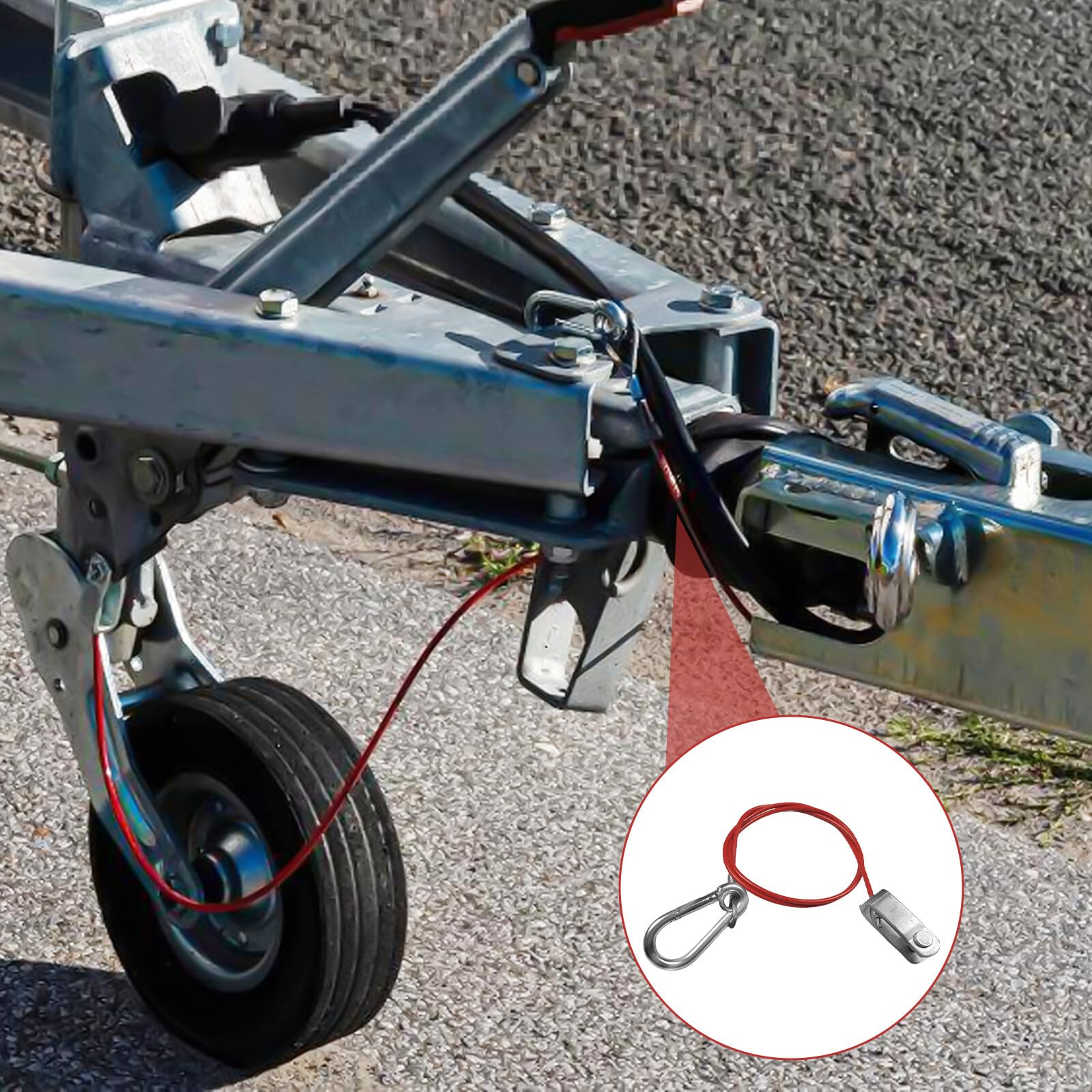 Cavo Di Sicurezza Per Rimorchio - 2 Pezzi Da 1 Metro Con Moschettone E Testa A Forcella - Colore Rosso - Foto 5