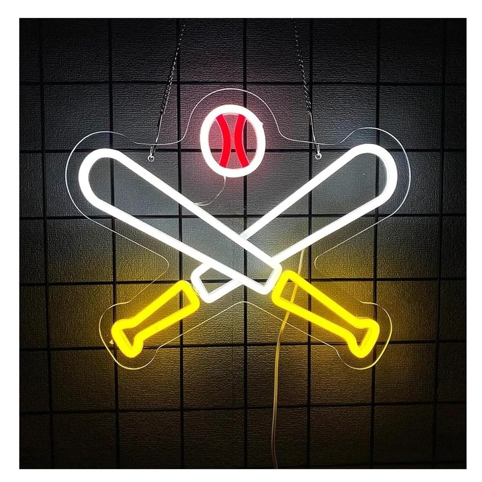 Zynther Neon lamp Soothing Atmosphere Lamp Baseball Neon Sign Adjustable Brightness, Light Powered by 34cmx30cm