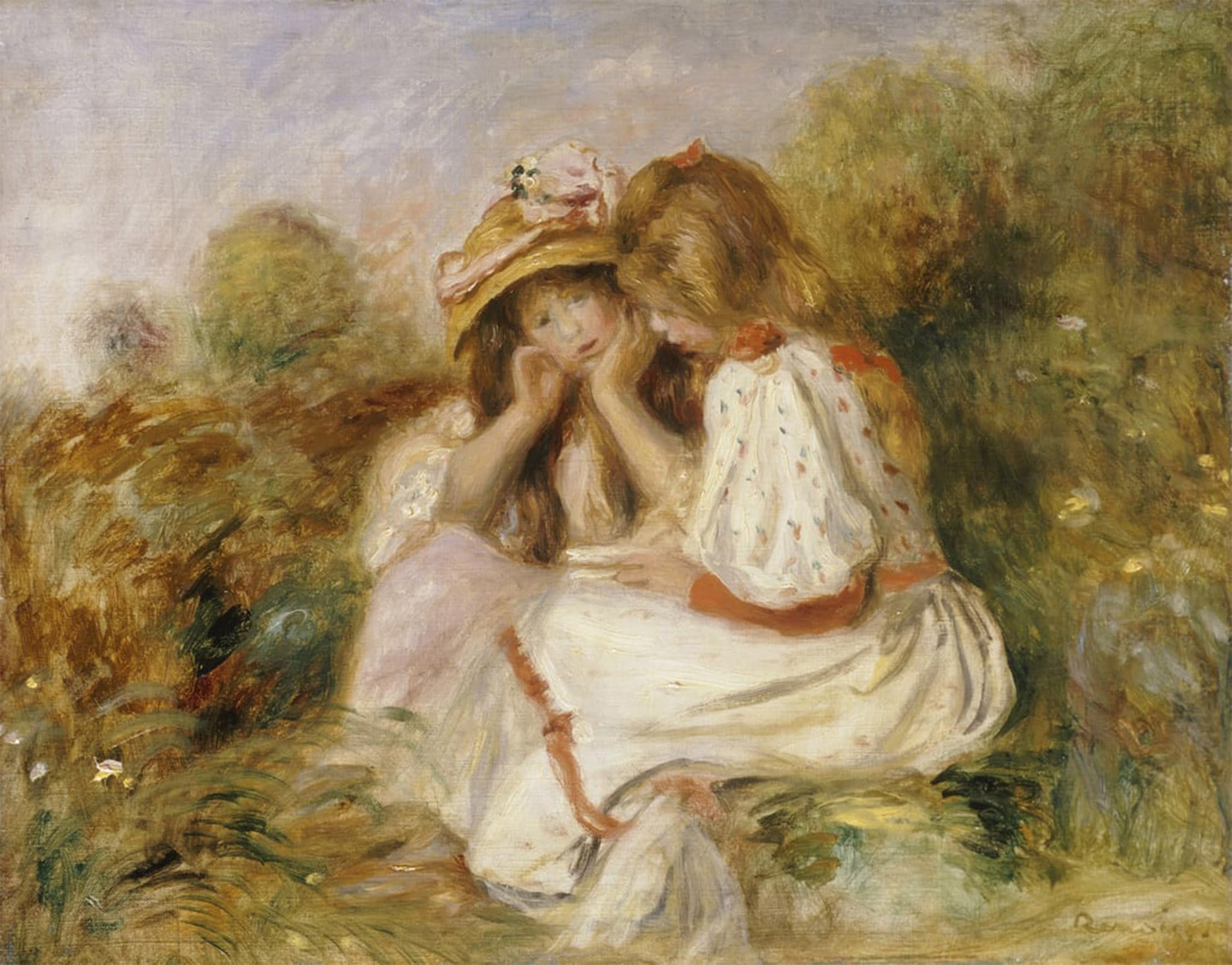 ARTXLXXBN Famous Painting Art Wall Decor Abstract Art Picture Two Girls by Pierre Auguste Renoir Animal Pictures for Home Decor 60x90cm