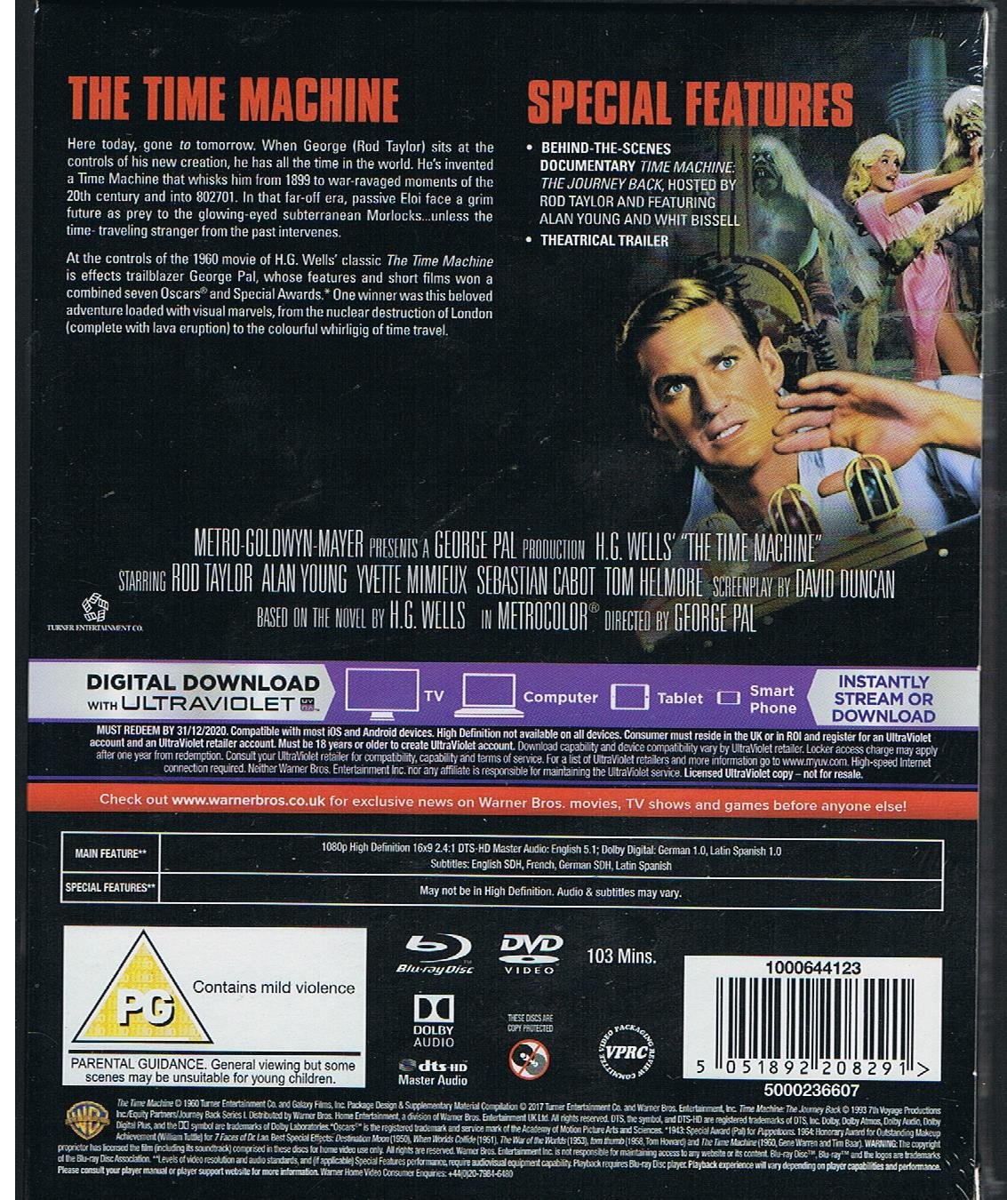 The Time Machine Region Free Blu Ray + DVD + Art Cards / Import
