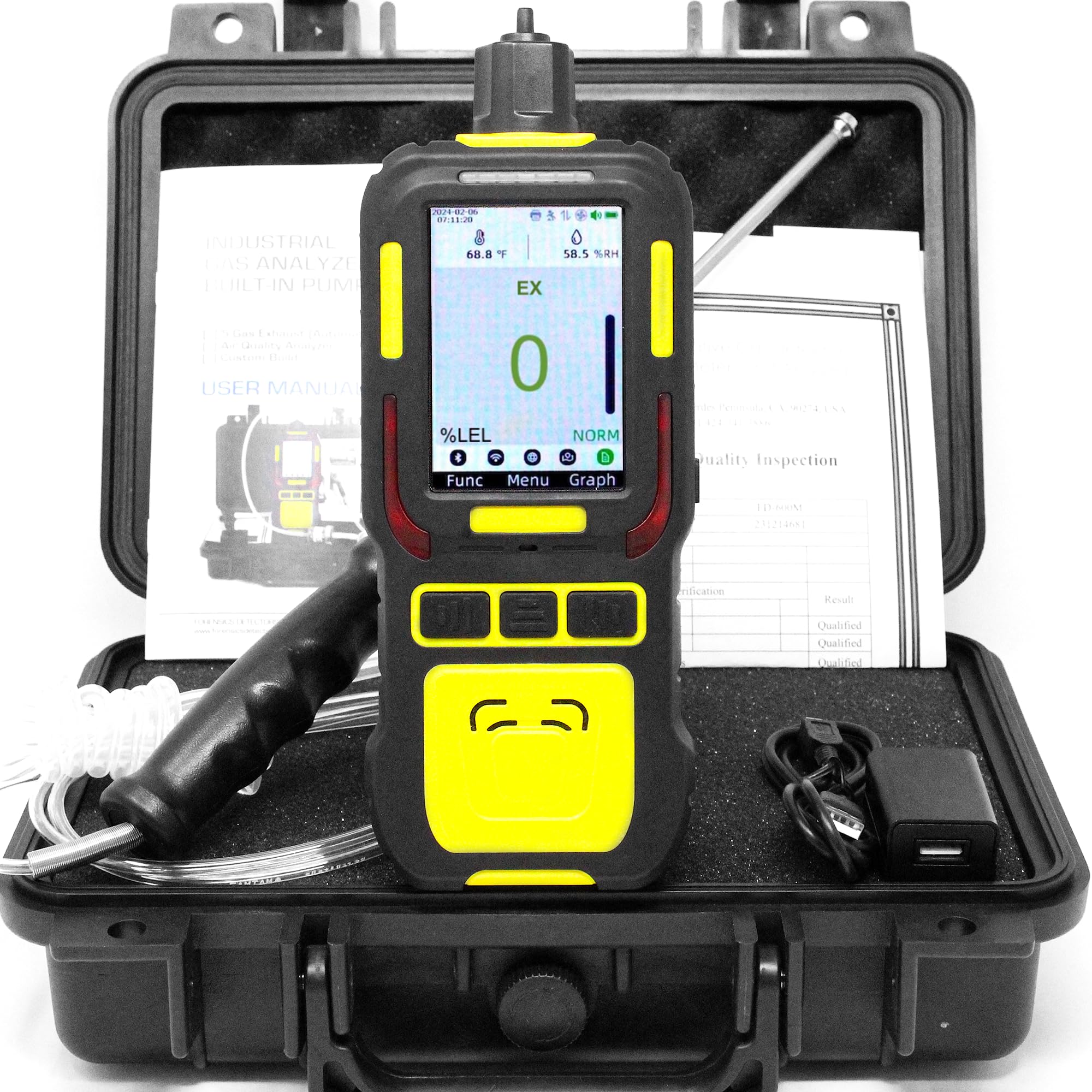 Analizador Registrador de Datos de Gases Combustibles EX LEL | Certificado de Calibración EU | 0–100% EX LEL