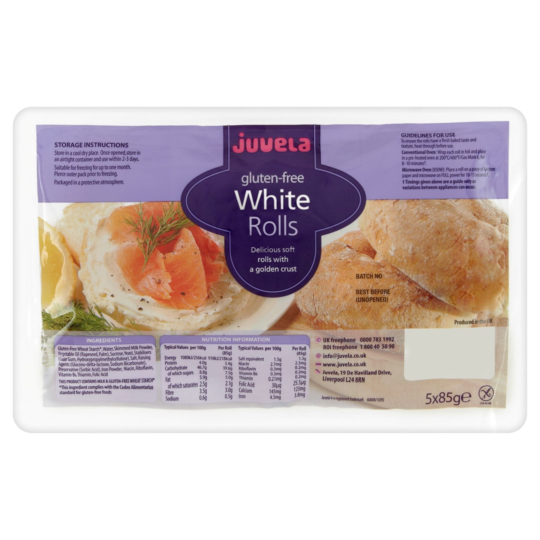 JUVELAGluten-Free White Rolls 5 x 85g