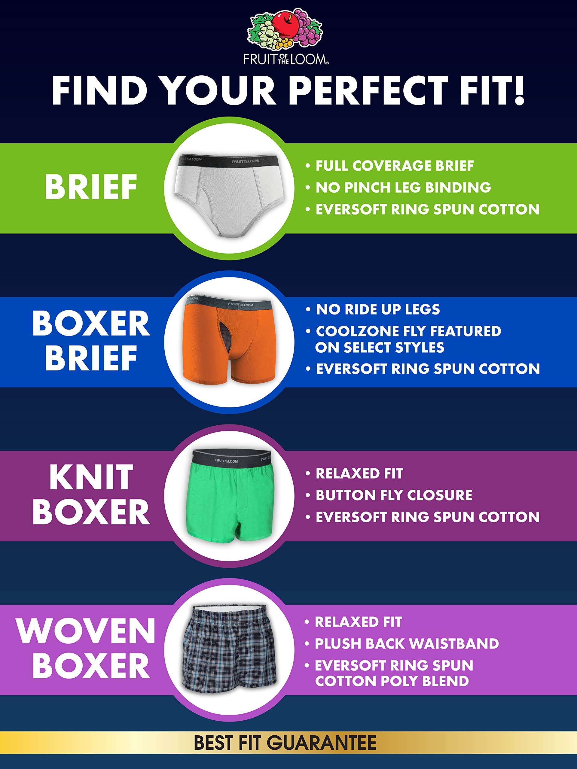 Fruit of the Loom Boxer in Cotone, da Bambino, Confezione da 10