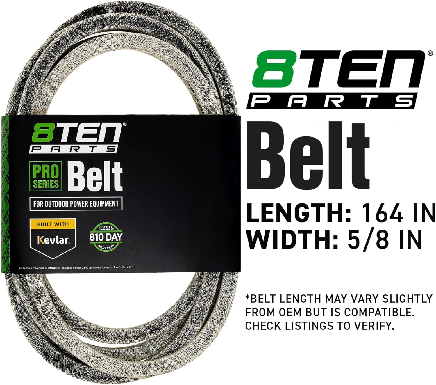 8TEN Belt with Kevlar for Ferris Snapper IS4500Z FW35 FW45 F160Z IS1500ZX S150XT SW35 SW45 5103395 5103872 164 x 5/8