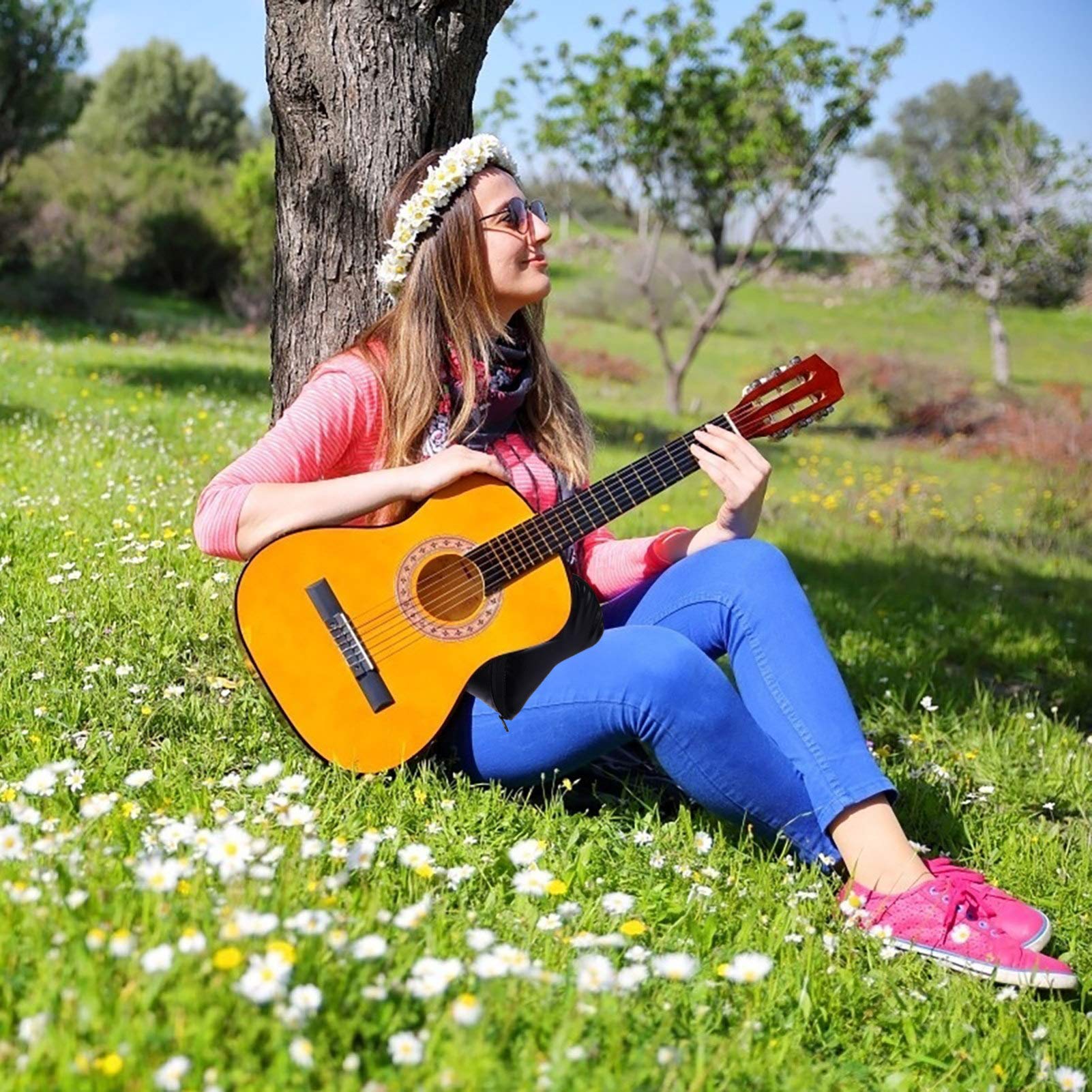 Elektrische Gitarre Zubehör Praktische Gitarre Kissen Gitarre Bass Pad PU Leder Abdeckung Eingebaute Schwamm Konturierte Gitarre Bass Kissen für Klassische E-Gitarre (Schwarz) Arch Support