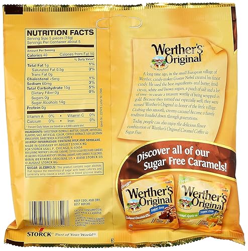 Miniatura 2 de Werther's, caramelo duro original, café caramelo, sin azúcar, bolsas de 2.75 onzas (paquete de 4)