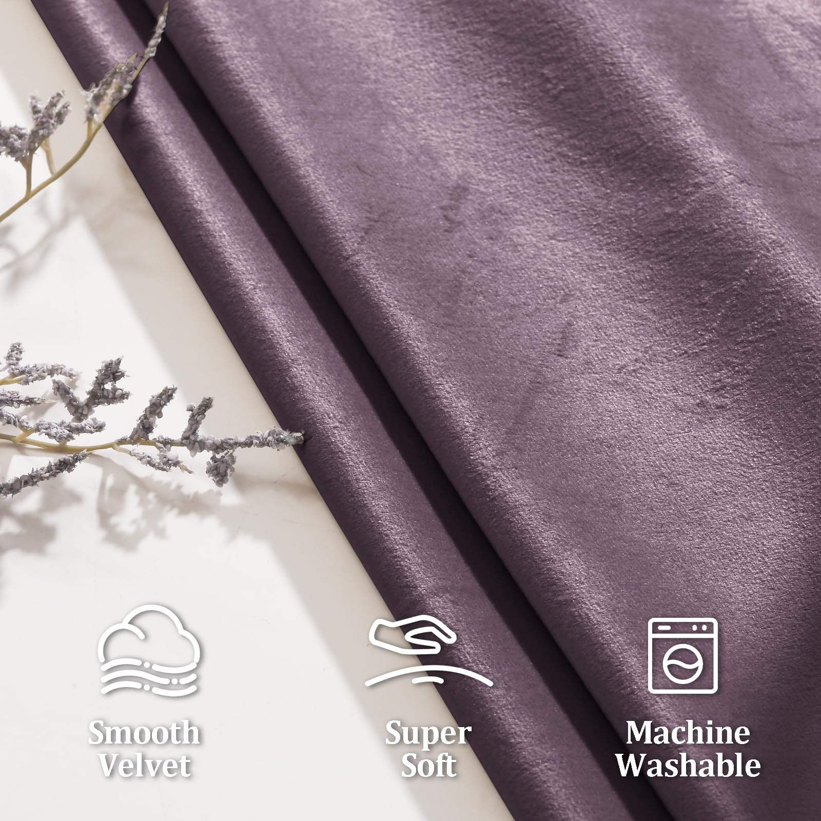 JIUZHEN Cortinas Opacas de Terciopelo Lavanda de 108 Pulgadas de Largo, Suaves, Retro, con Aislamiento térmico y reducción de Ruido y Bolsillo para cortinero, para Sala de Estar, 70 Pulgadas de Ancho