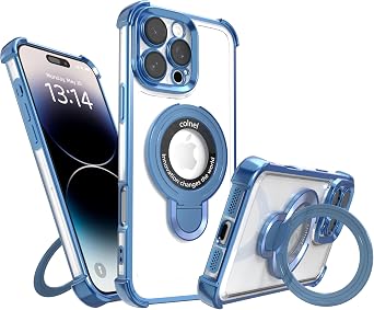 IAIYOXI for iPhone 15 Case with Strong Magnetic Ring Stand, Military-Grade Shockproof, 4 Airbag Corners Protective, Fit for MagSafe, Kickstand Phone Case for iPhone 15 - Blue