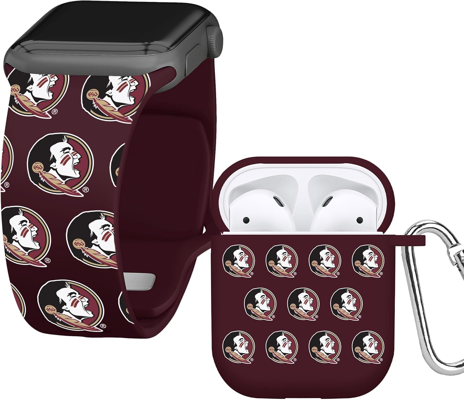 AFFINITY BANDS Florida State Seminoles HD Combo Package Compatible with Apple Watch and AirPods Gen 1 & 2 (38/40/41mm (42mm Series 11) Long Repeating)