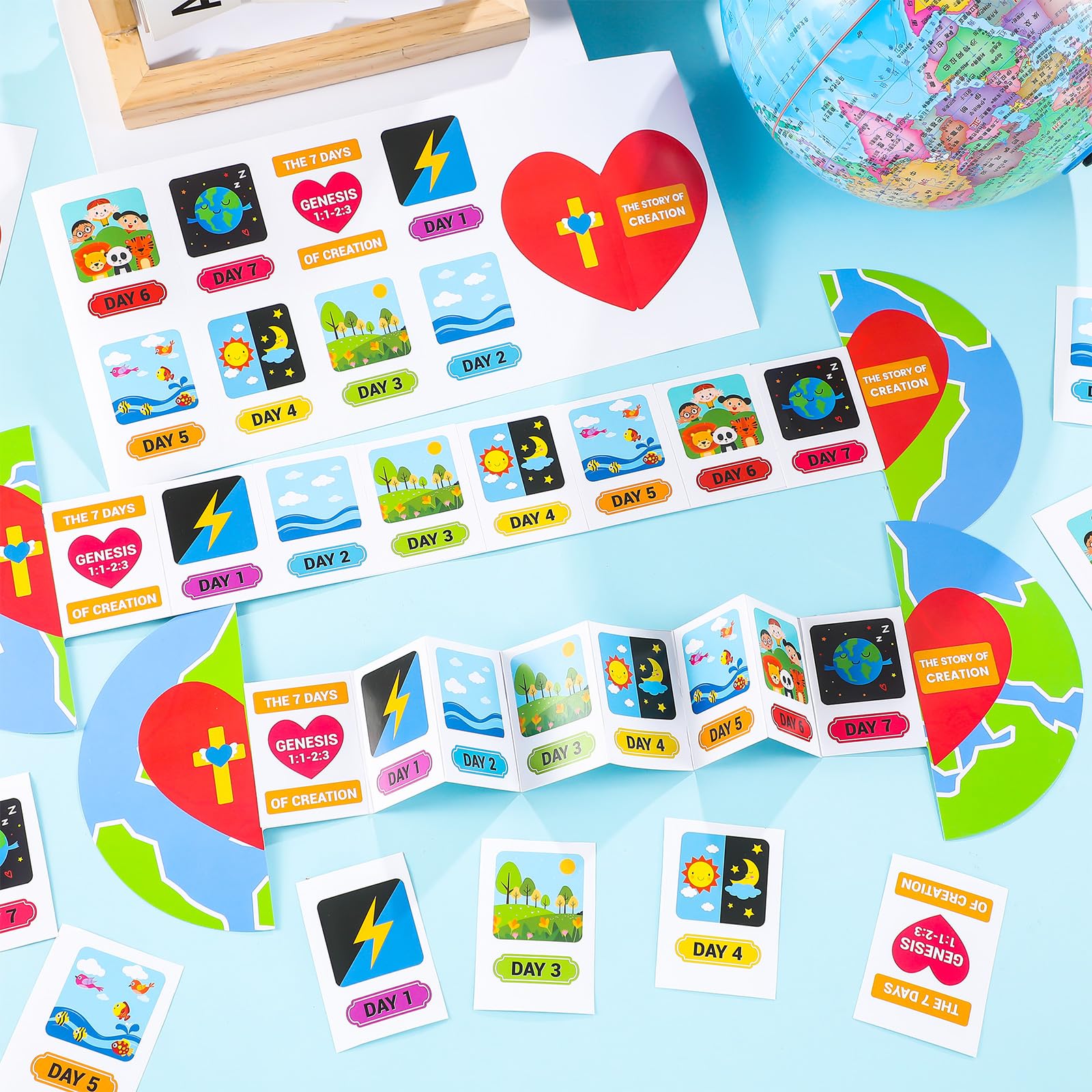 Chivertion Religiöses Basteln, Sonntagsschule, Basteln für Kinder, Sequenzierungs-Brettspiel, 7 Tage der Kreation, Kunst-Bastelset, Schulanfang, Bibelhandwerk für Kleinkinder, Lernaktivitäten im