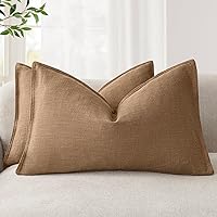 Vista 49 de Foindtower - Paquete de 2 fundas de cojín decorativas de lino unicolor, funda de cojín de acento suave, estilo bohemio, rústico y neutral