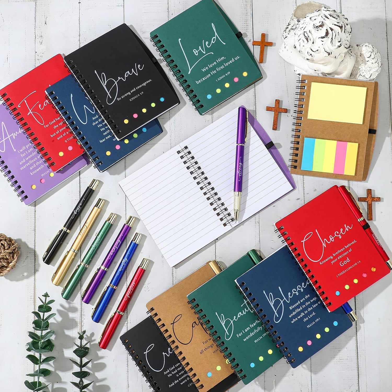 Kosiz 24 Pcs Christian Notebooks Bulk Mother's Day Christian Gifts for Women Prayer Journals Notepads with Religious Pens for Church Members Woman Men Families Bible Study Groups 2026 Planner