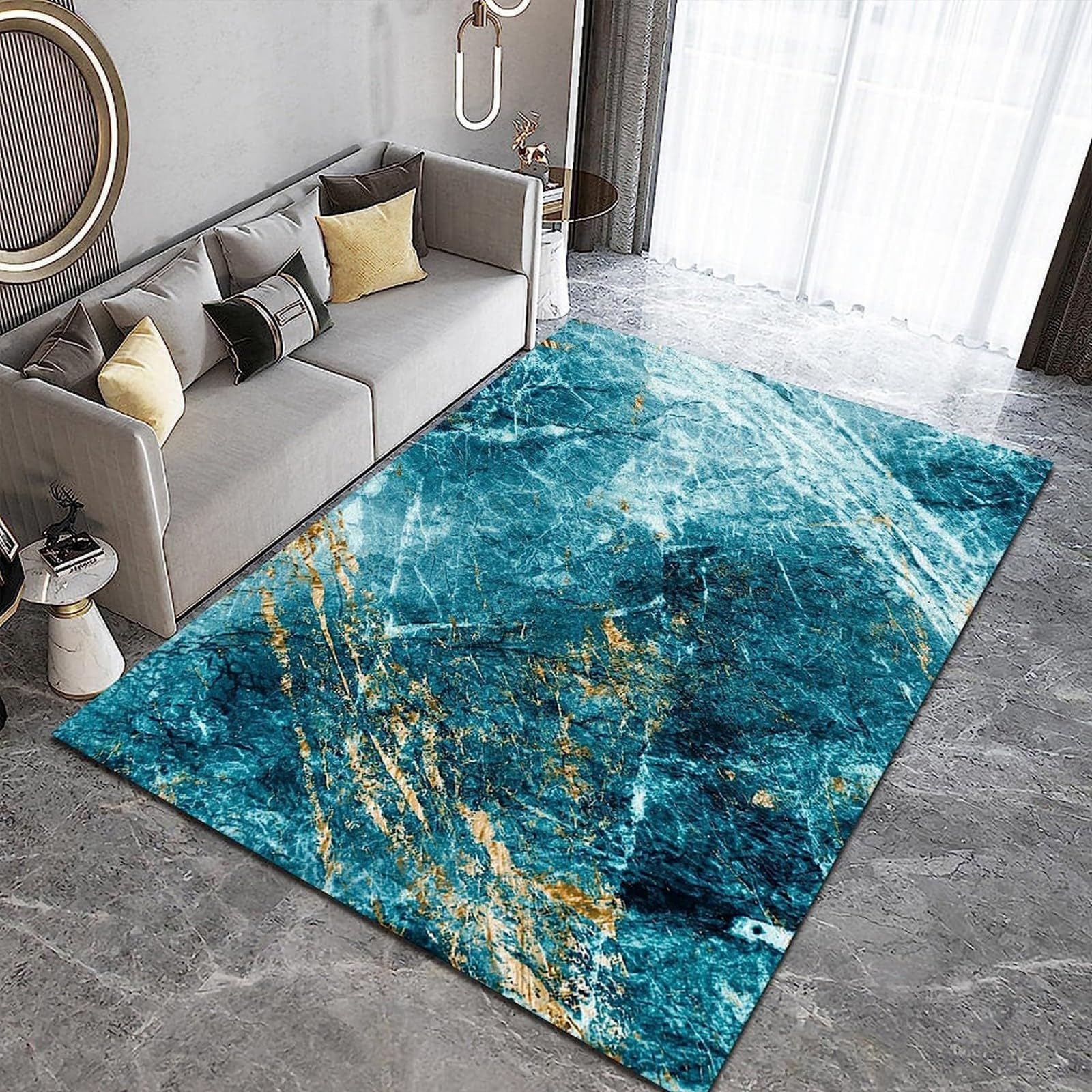 Area Carpet Colorful Abstract Marble Texture ，3D Printed Large Area Rug， Non Slip Foldable For Living Room Dining Contemporay Bedroom Luxe Print Foyer Mat Rug - Easy Clean 200 X 300 Cm / 78. -7W4H3J1