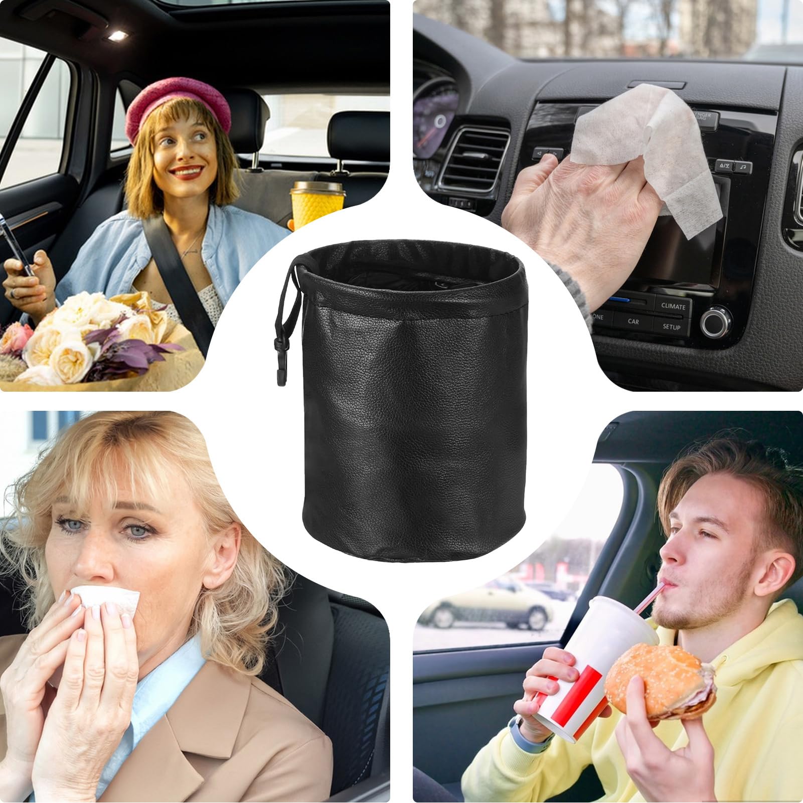 Generico Cestino Rifiuti Auto Auto Per Rifiuti Da 3.4 Litri | Organizzatore per Ombrelli Auto Per Sedan Camper Truck Autisti Pendolari Scuola Viaggi Lunghi Vacanze Campeggio Eventi