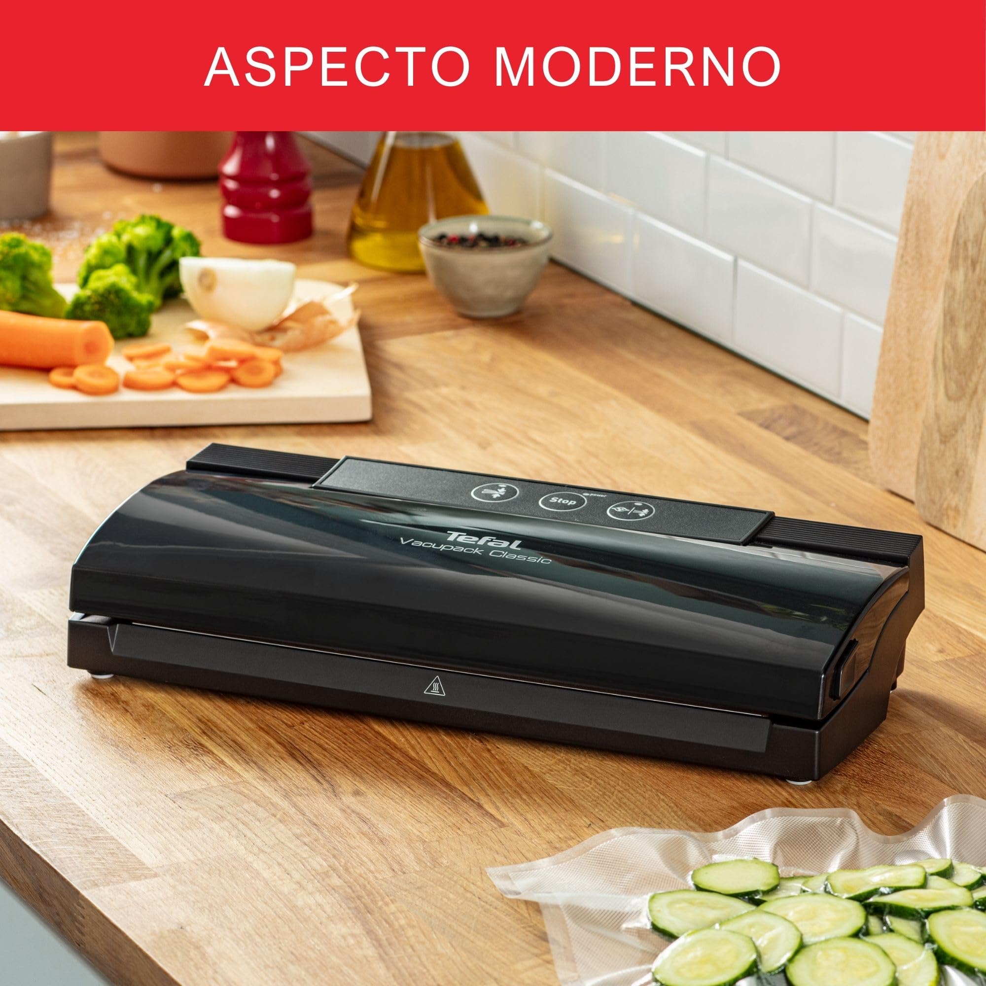 Tefal Vacupack classic VT254070 - Envasadora al vacío, con función sellar y parar, diseño moderno y compacto para fácil almacenaje, incluye 18 bolsas, conserva tu comida fresca más tiempo