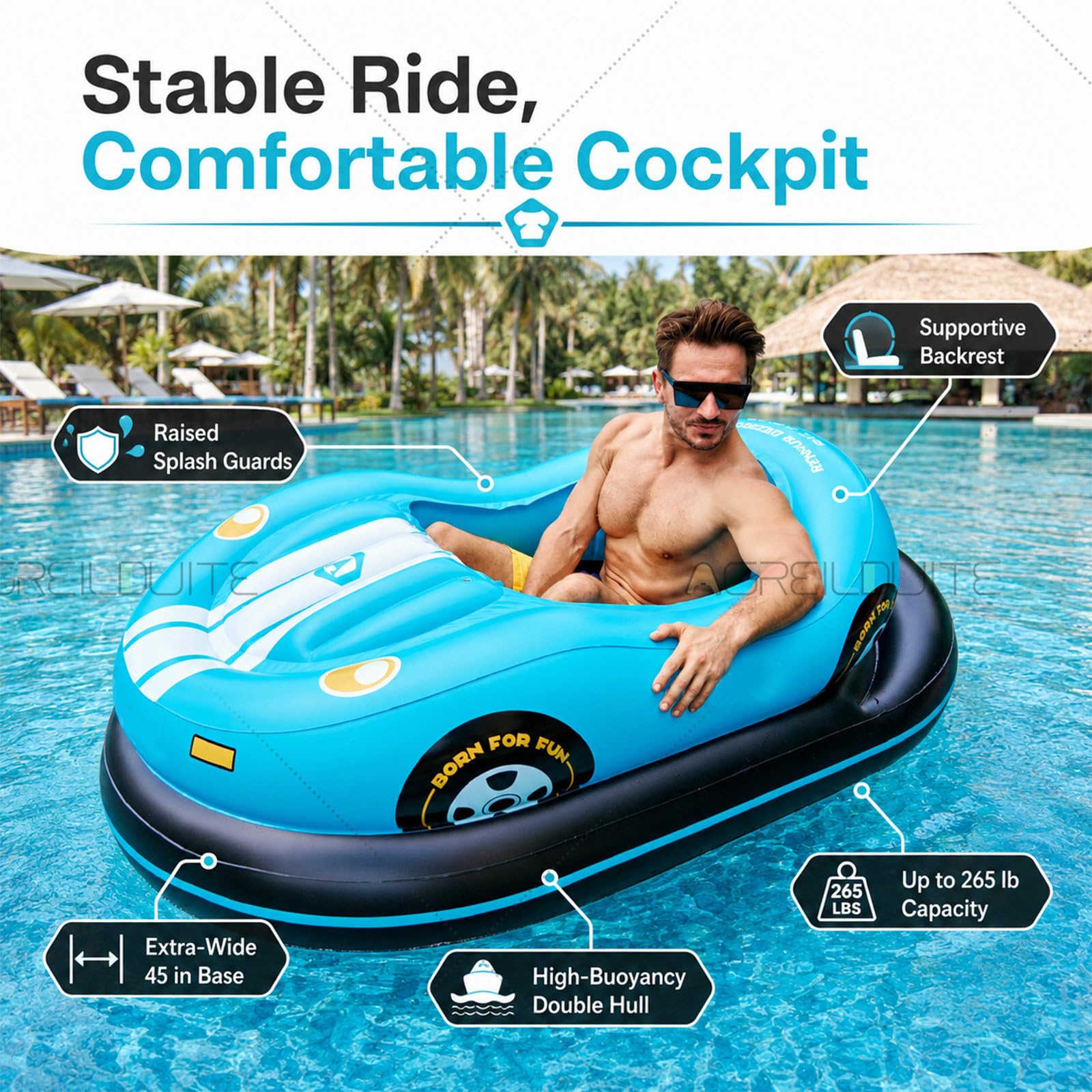 Flotador Motorizado Con Hélice Para Piscina – Sillón De Agua Eléctrico Con Joystick, Ideal Para Adultos En Verano