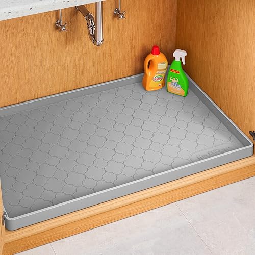 Jin&Bao Waterproof Under Sink Mat 28" x 22", Thick Silicone