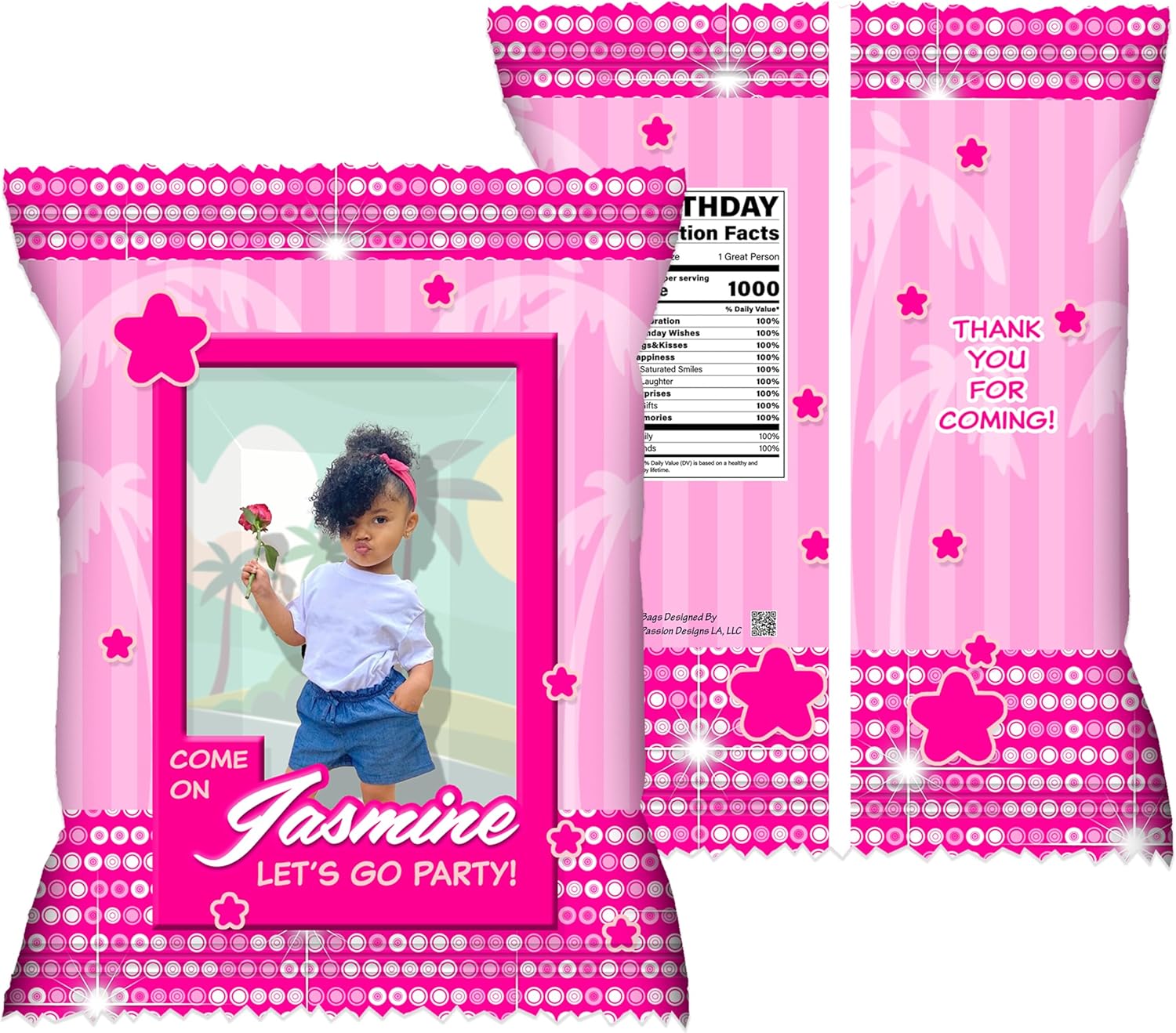 20- Pink Doll Theme Treat/Chip Bags for Birthday Party Celebration Decorations - Perfect Cookie Bags for Birthday Decorations, Ideal for Kids' Celebrations and Festive Gatherings