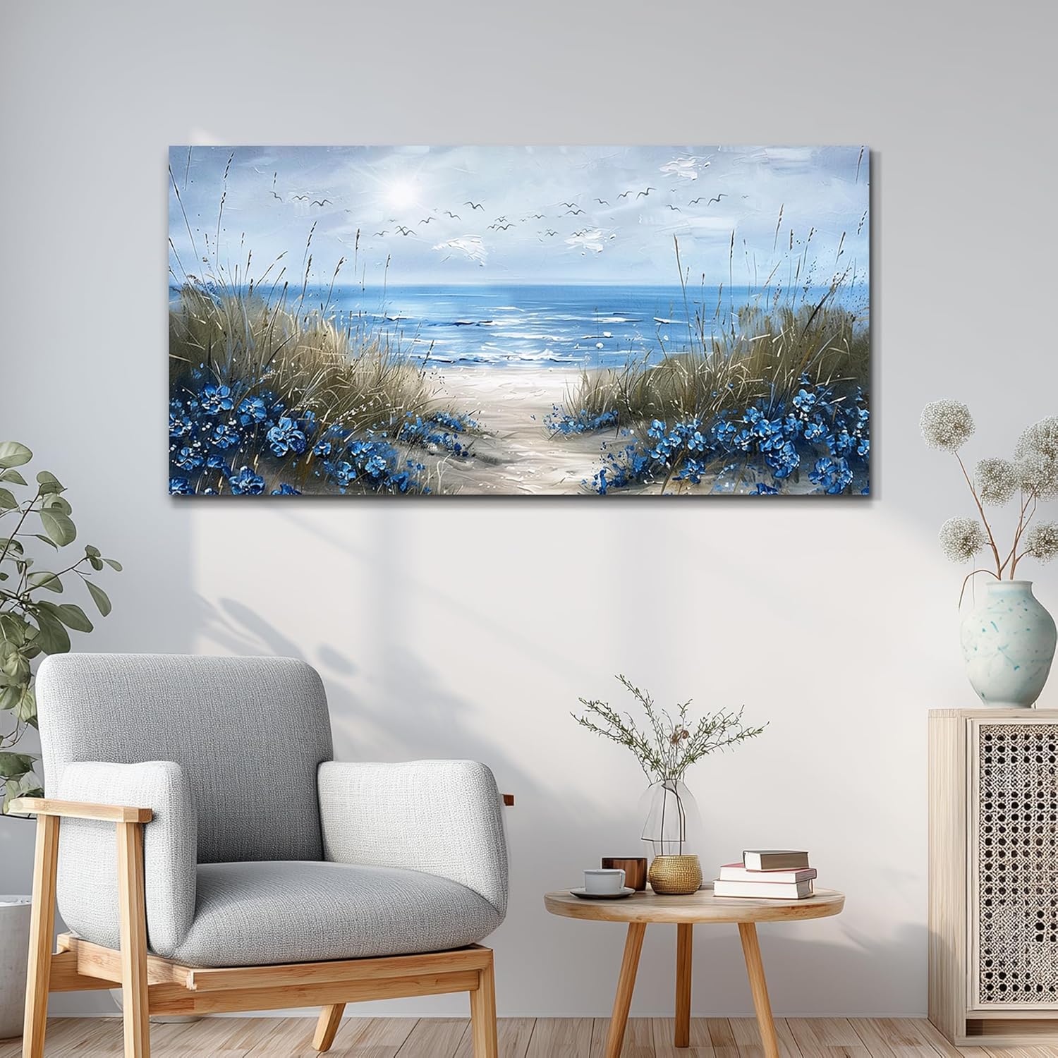 KELIYUAN Large Wall Art For Living Room Canvas Wall Decor For Office Bedroom Decoration Blue Ocean Wall Painting Sea Wave Pictures Printing Artwork Modern Beach Posters Aesthetic Home Decor 24"x48" - Image 9
