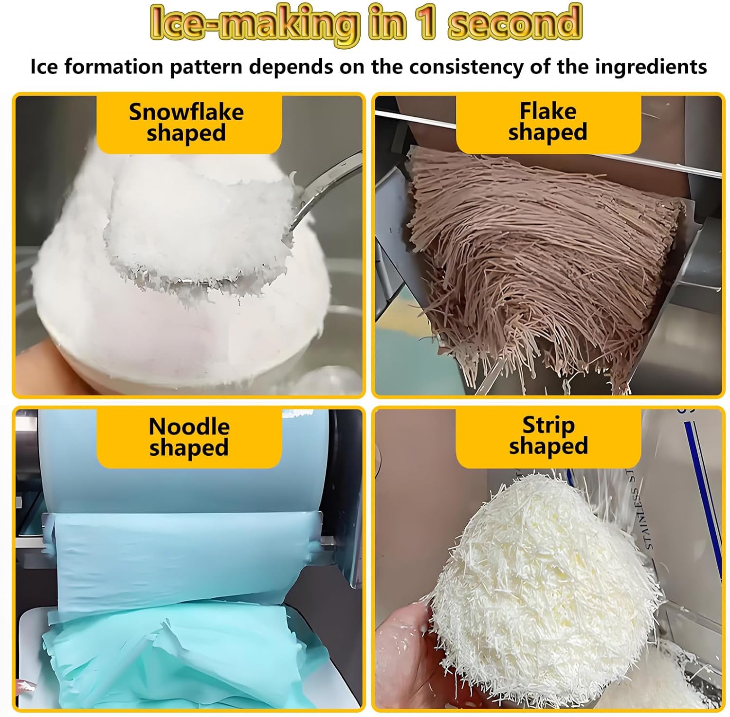 Snowflake Ice Maker Commercial/Home, Shaved Ice Machine Electric, Speed ​​Adjustable Ice Crusher Stainless Steel, Air Cooling System for Bakery, Cafe, Party and Gathering 140kg