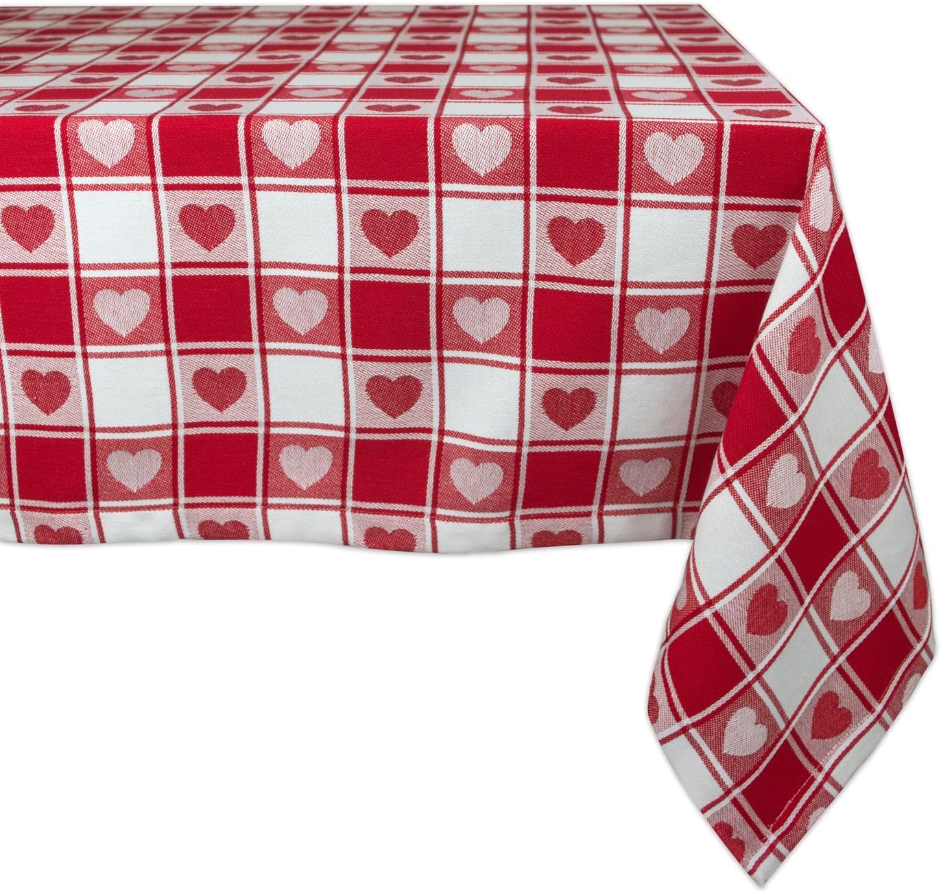 DII Valentine's Day Tablecloth Check Collection, Tablecloth, 60x84, Checkered Hearts