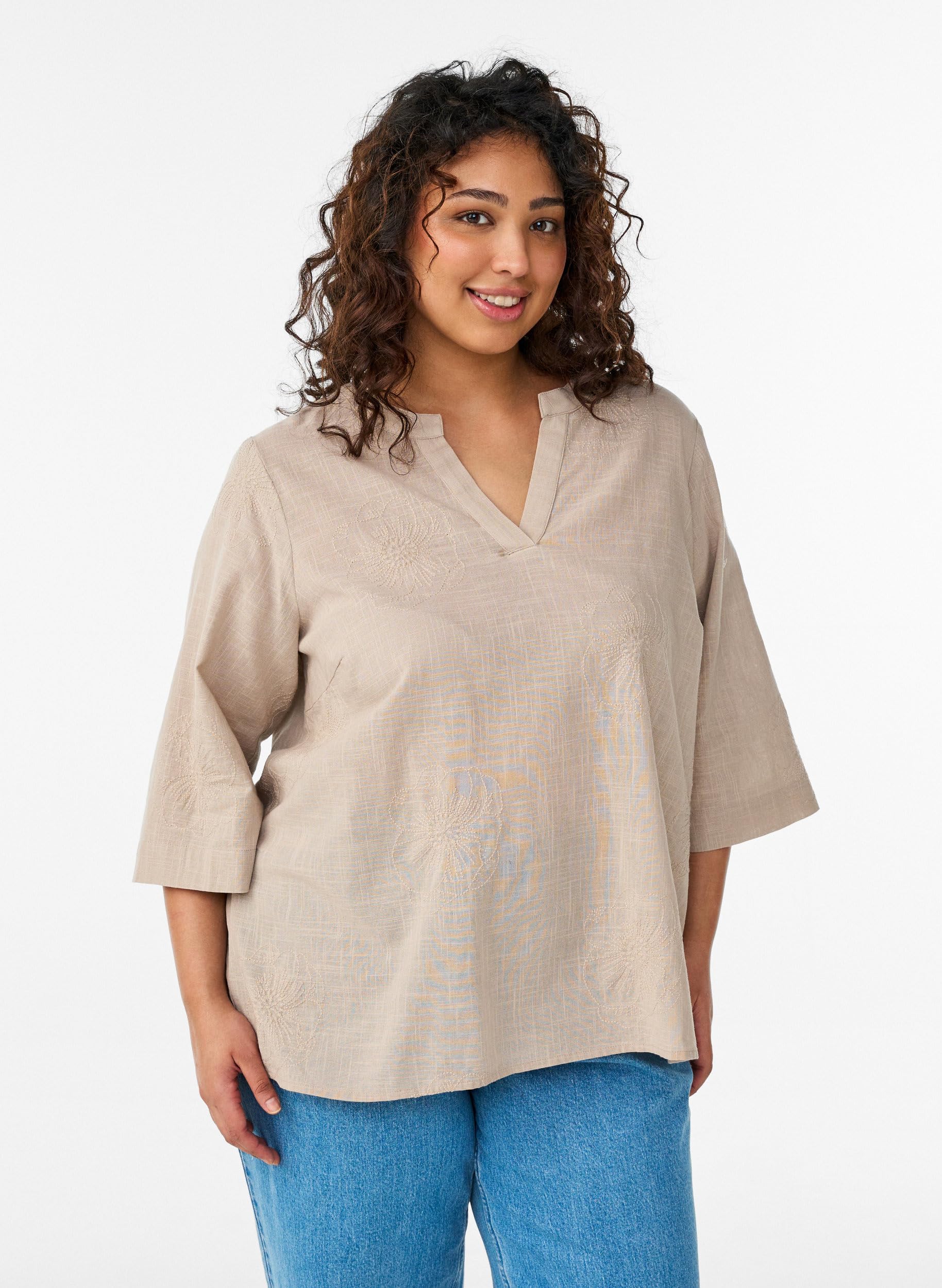 Zizzi Damen Große Größen Bluse Baumwolle 3/4 Ärmel Größe 42-60