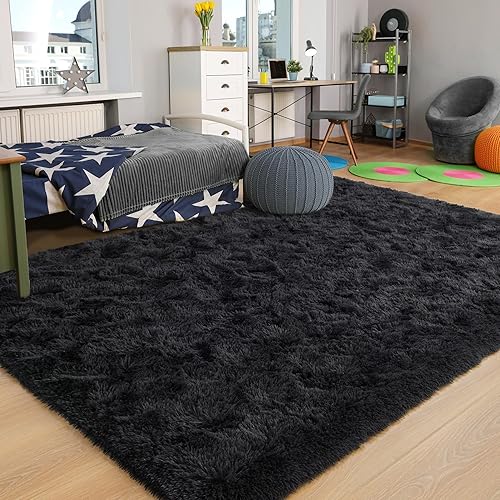 Miniatura 4 de Foxmas Alfombras grandes para sala de estar y dormitorio, de 6 x 9 pies, mullidas y peludas para habitación de niños, alfombra peluda de felpa para