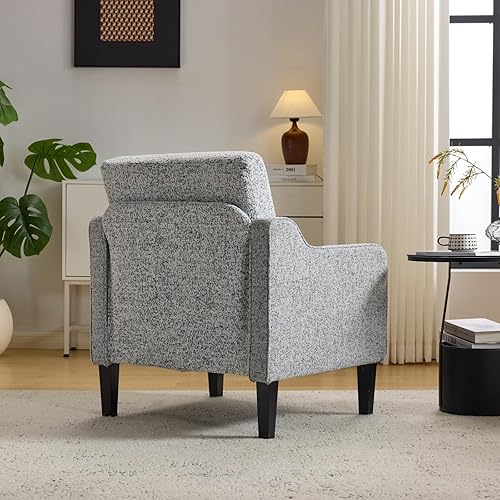 Miniatura 155 de VINGLI Silla decorativa moderna de mediados de siglo, sillas decorativas de tela beige para sala de estar, sillón tapizado, sofá con brazos