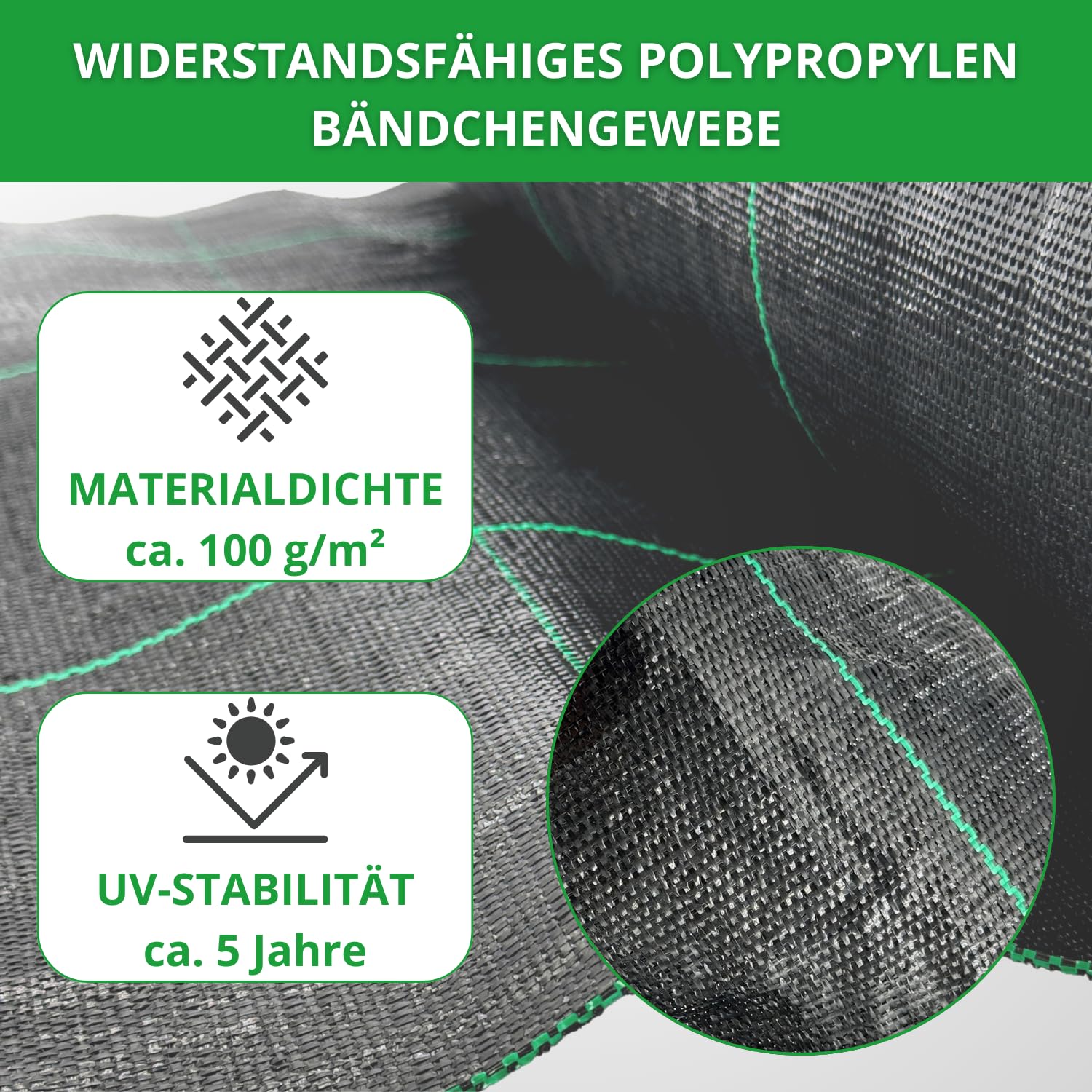 Bodengewebe Abdeckvliesr 100g/m² Unkrautvlies, Unkrautfolie, Mulchvlies (2 x 100 m)