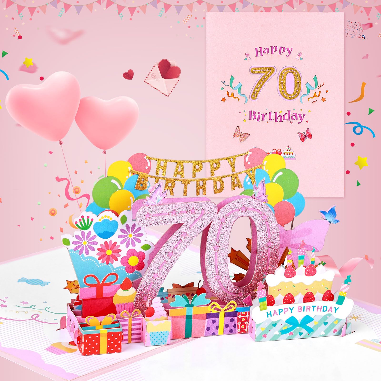 Biglietto Auguri 70 Anni 3D Pop Up Huacici | Con Busta, Carta Interna, Per Uomo E Donna - Foto 6