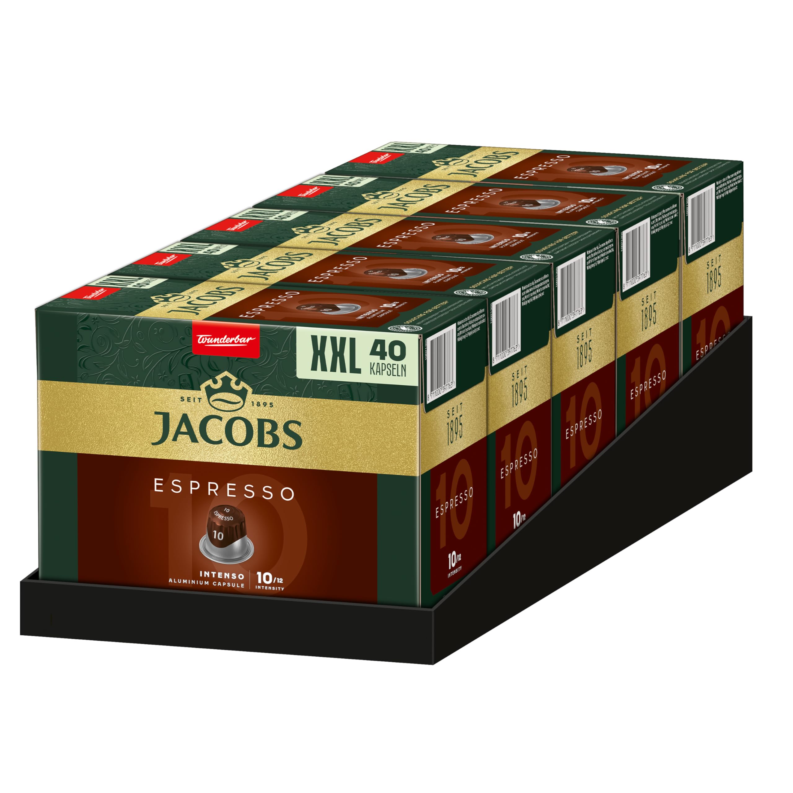 Jacobs Kaffeekapseln Espresso Intenso, Megapack XXL, Intensität 10/12, 5 x 40 Getränke, Nespresso* kompatible Kaffee Kapseln, 200 Kapseln