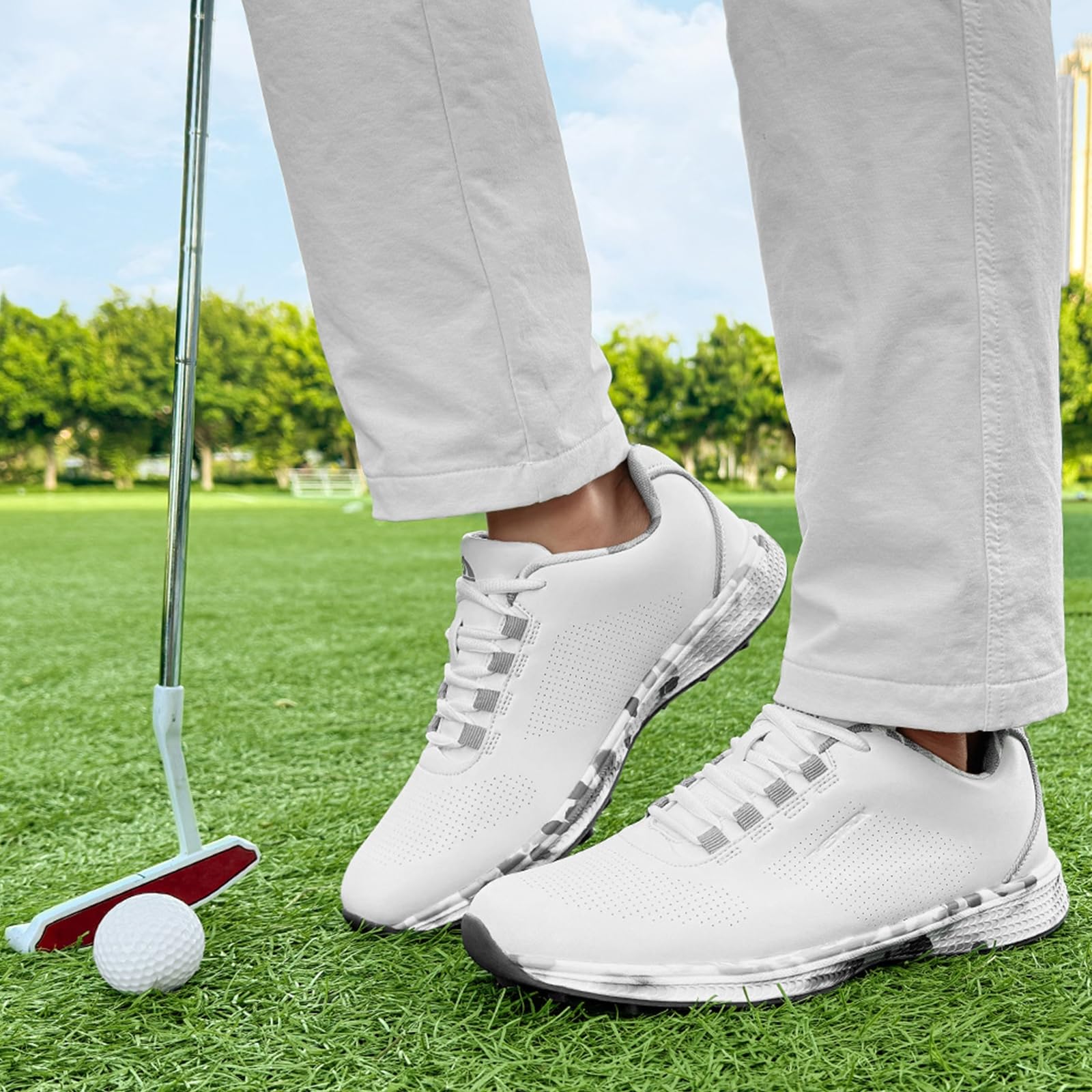 Damen Golfschuhe Leichte Bequeme Golf Sportschuhe mit Schnürung wasserdichte atmungsaktive rutschfeste