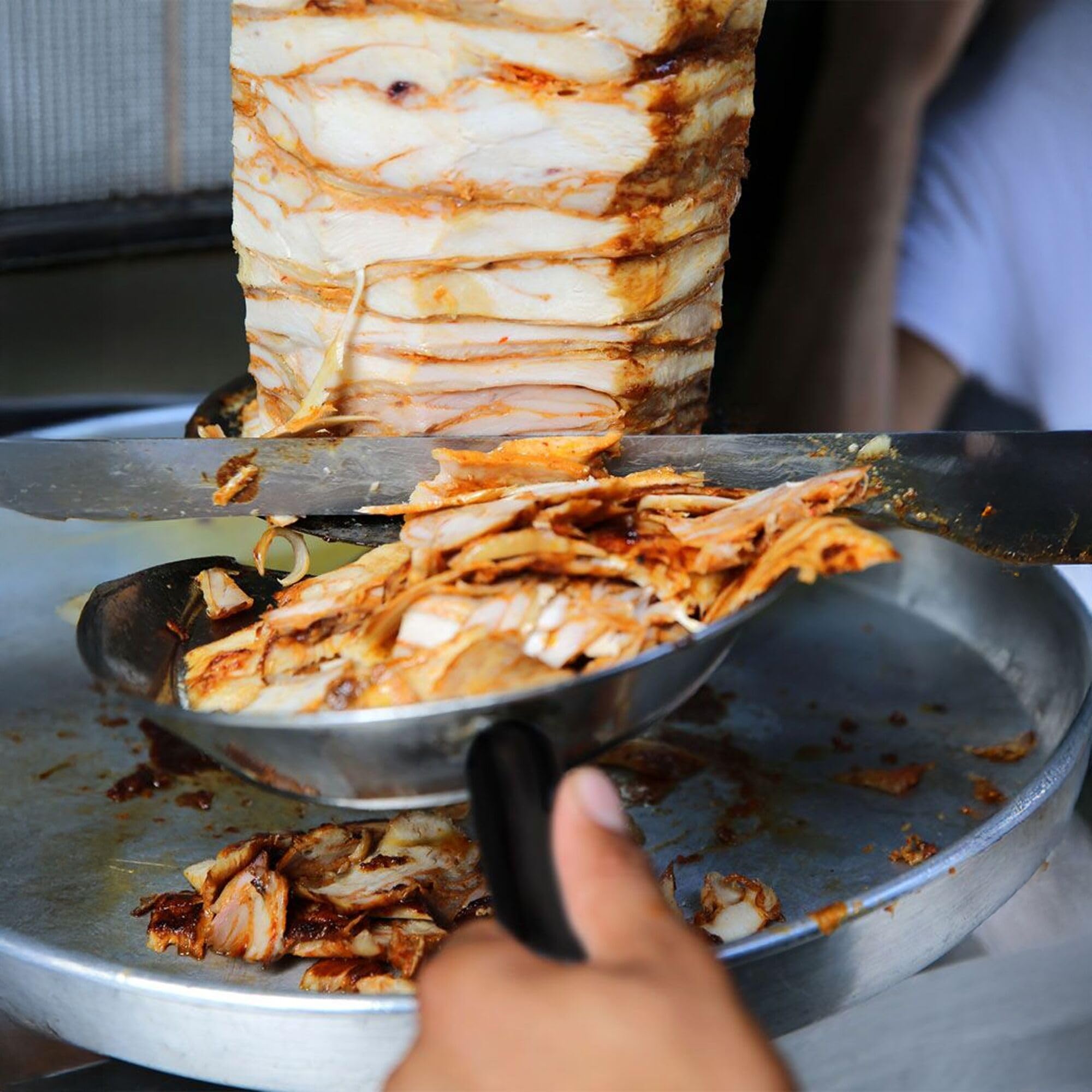 GGM Gastro Paletta per Gyros Doner Kebab - Strumento conveniente per preparare e servire deliziosi kebab - Facile montaggio - Smontabile - Manico sintetico - Acciaio inox - DSFDOK