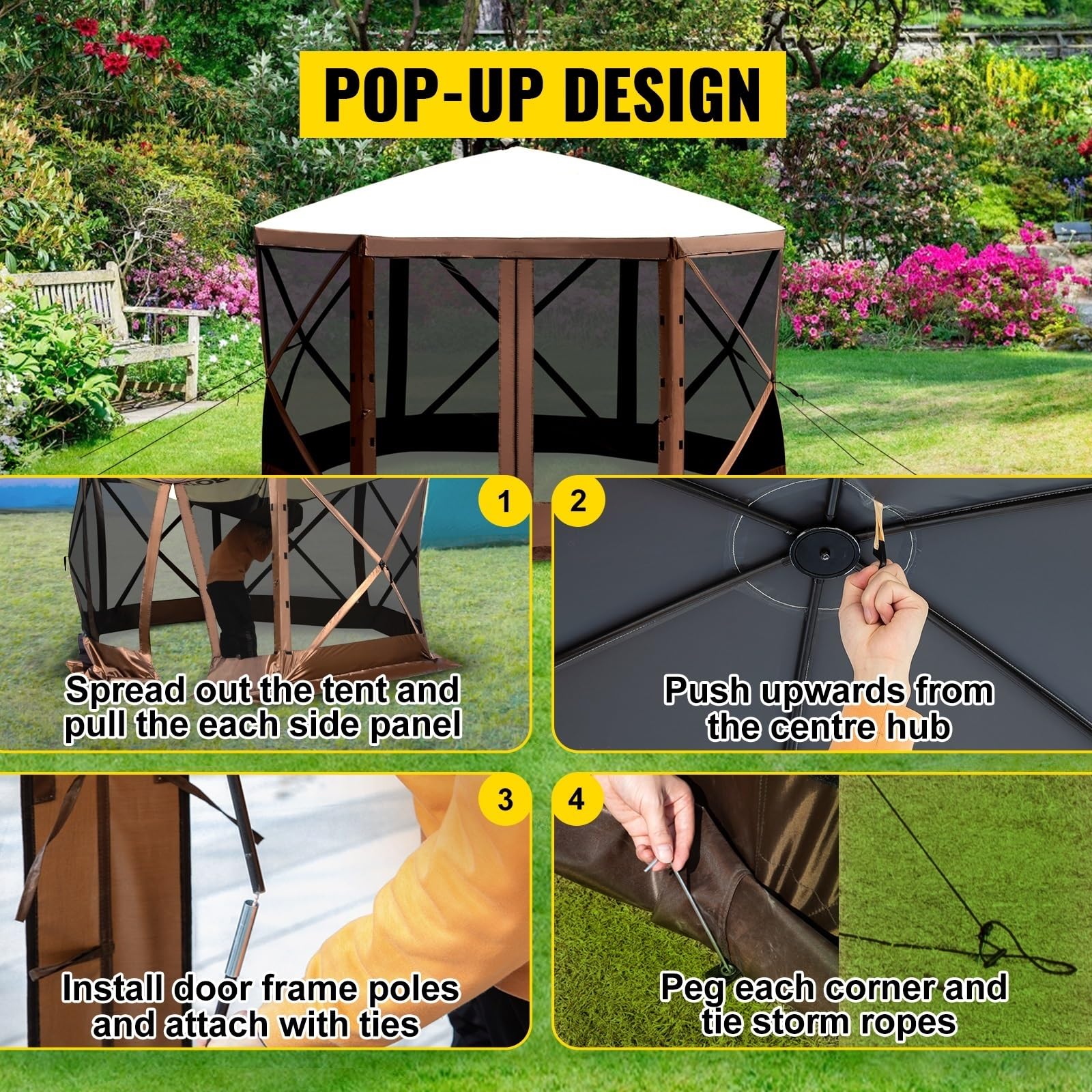 Pop-up Camping Altana Camping Baldachim Shelter 6-stronny 12' X 12' / 10' X 10' Namioty Przeciwsłoneczne & Zadaszenia Camping & Turystyka Piesza(10 x 10 ft)