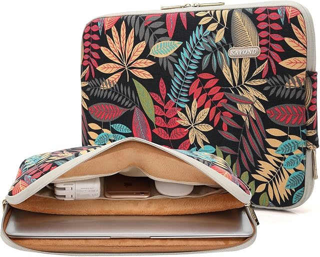 KAYOND Forest Series Pattern Water-resistant 11 inch laptop sleeve with pocket for 11 inch 11.6 inch laptop case macbook air 11 case macbook 12 sleeve surface pro (11-11.6 inch, Black)