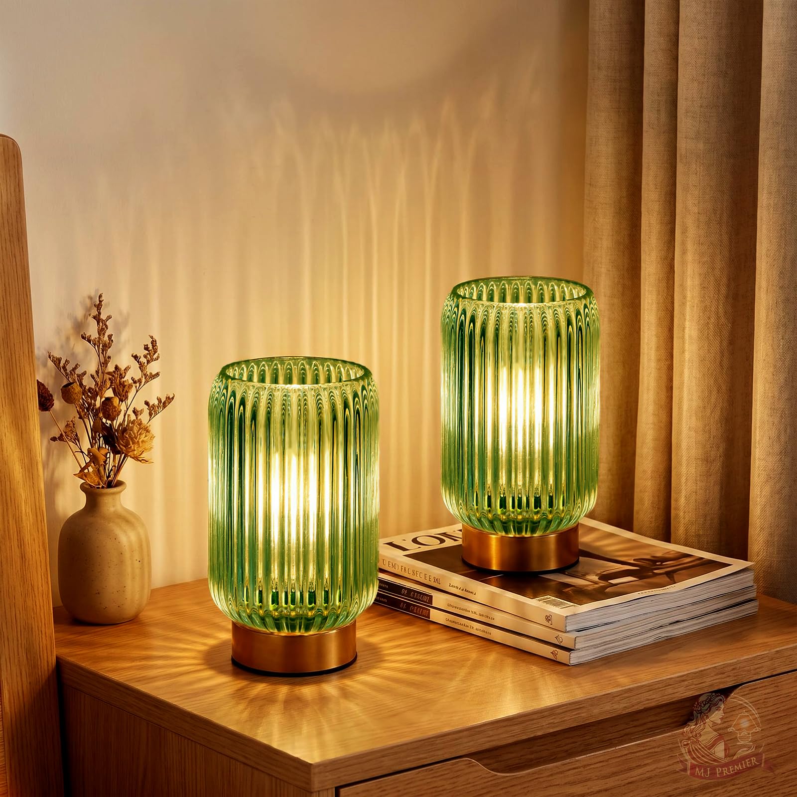 MJ PREMIER Battery Operated Lamp, Small Cordless Lamp with Timer, Green*2 — image 1