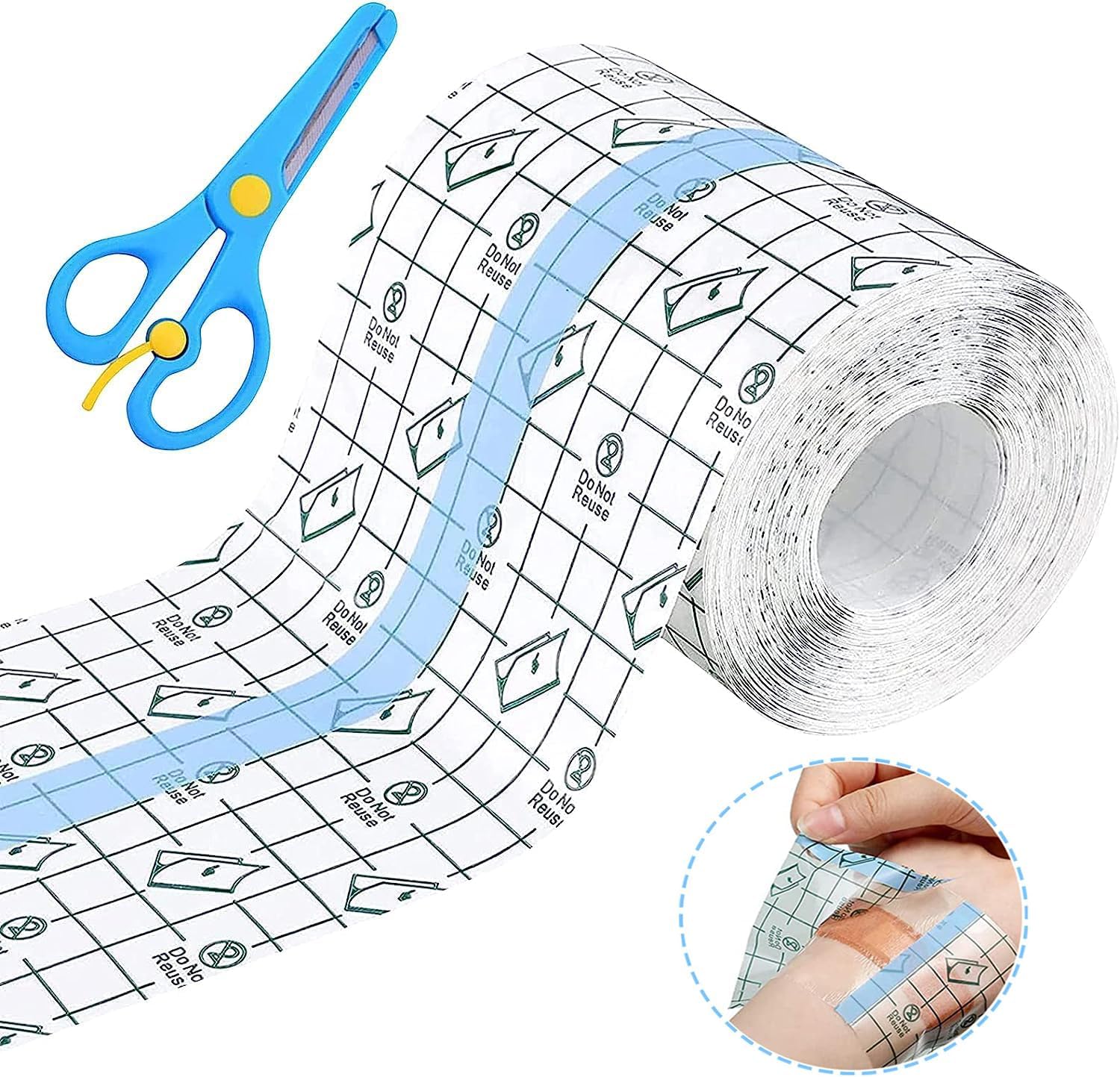 Transparent Stretch Adhesive Bandage, Waterproof Wound Bandage, Tattoo Aftercare Patch Film Cover, Clear Antibacterial Second Skin for Healing (4"X197")