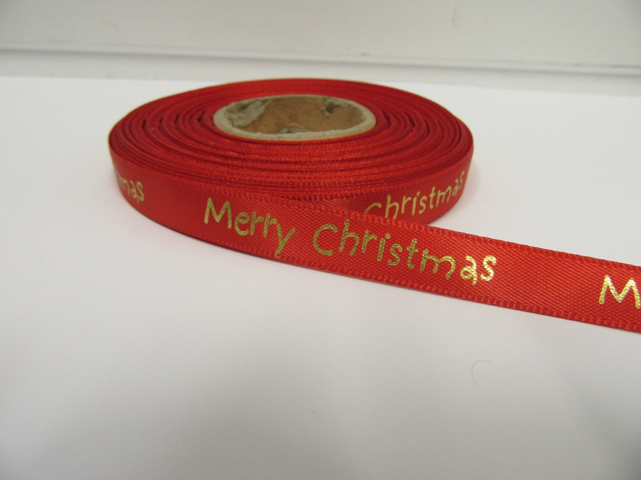 Beautiful Ribbon Red 2 Metres (Cut From Reel) X 10Mm Bright Merry Christmas Satin Ribbon Xmas 10 Mm 3/8" 1Cm