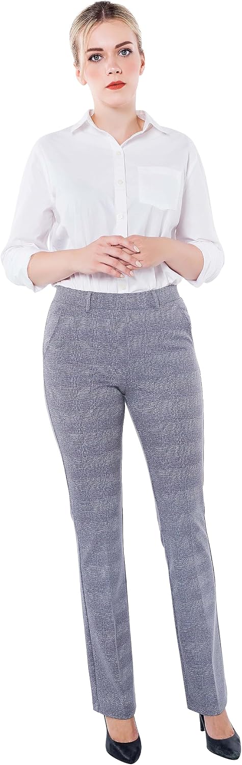 Marycrafts Women's Pull On Stretch Yoga Straight Dress Work Pants 29" /31"/33"