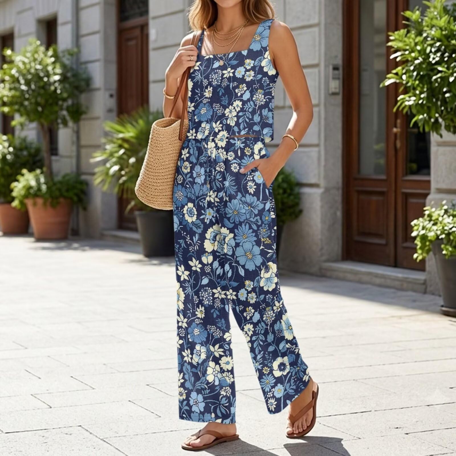 Xoenoiee Zweiteiliges Set für Damen, Sommer-Outfits, Lounge-Sets, Strandurlaub-Kleidung, Flughafen-Reisen, passende Outfits