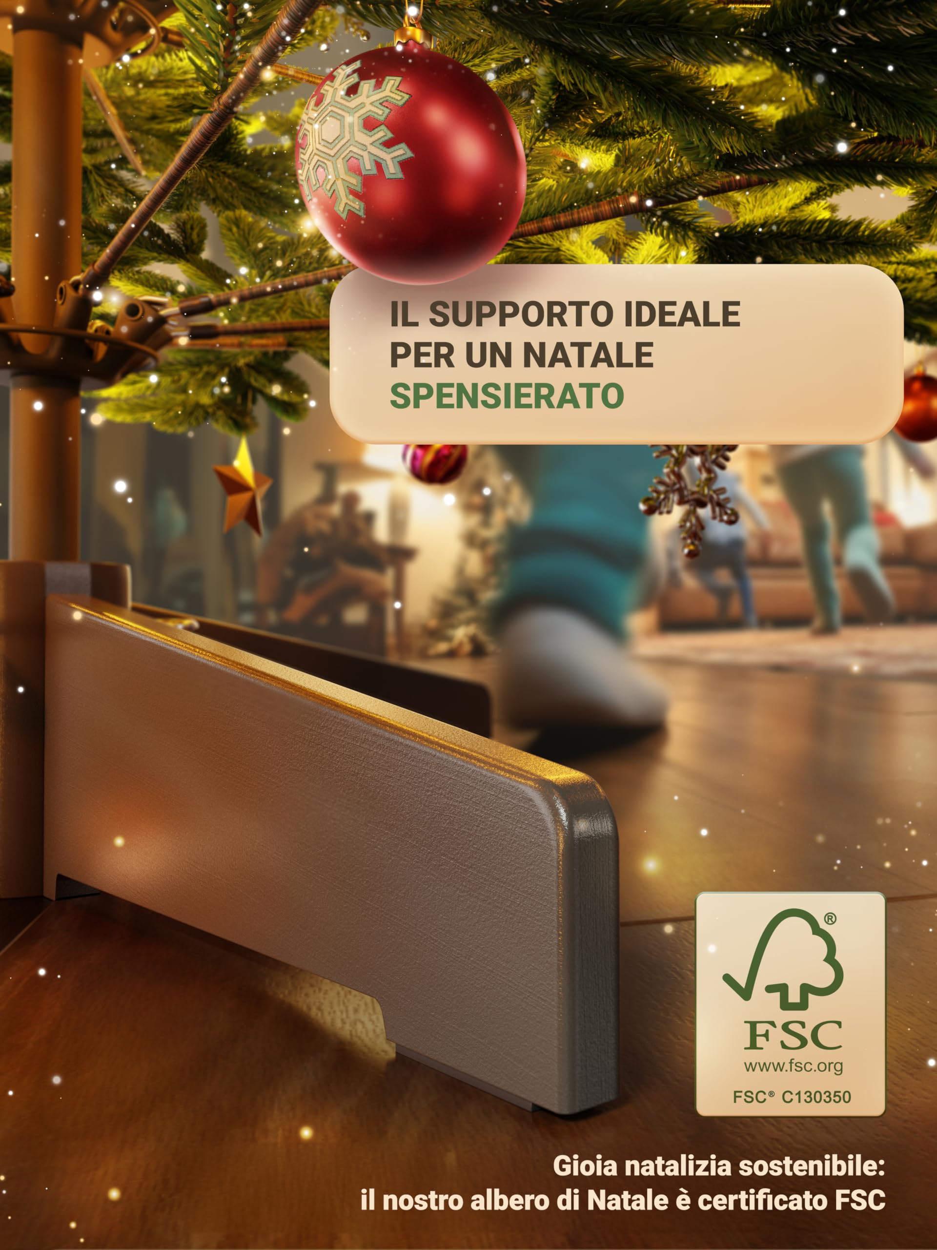 Albero di Natale artificiale [100% stampato a iniezione] - Nordman realistico con cima robusta | christmas tree di prima qualità con supporto in legno certificato FSC (120 cm, Senza illuminazione)