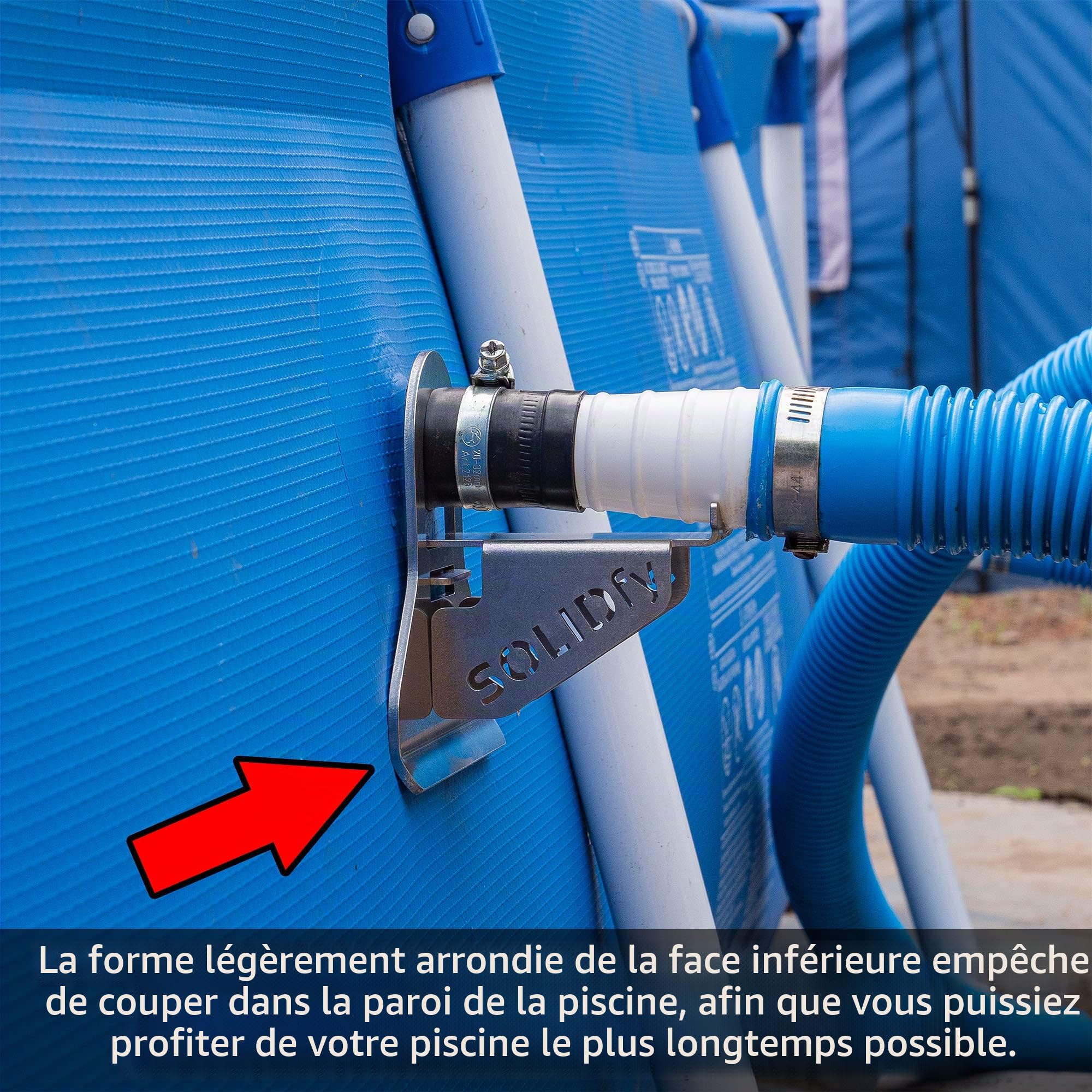 2 supports de tuyau de piscine de 26 mm à 38 mm - Protection anti-torsion en acier inoxydable pour piscines Intex et Bestway