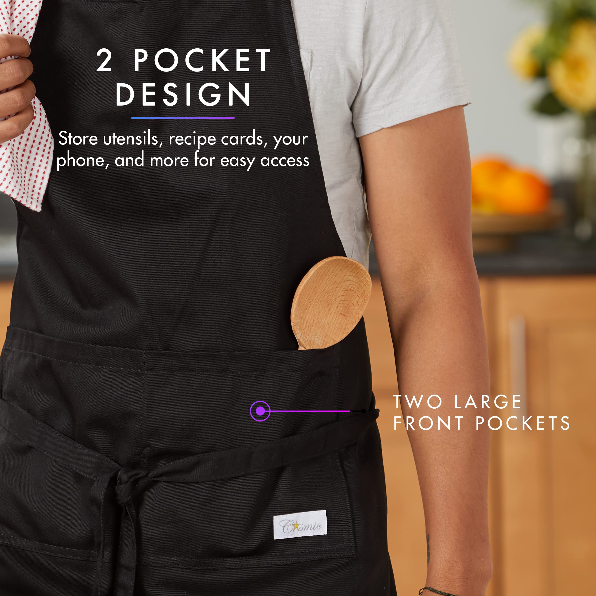 Cosmic Aprons - Delantal profesional para manualidades y chef con bolsillos, delantal de 86 x 66 cm para cocina, cocina, parrilla, artista