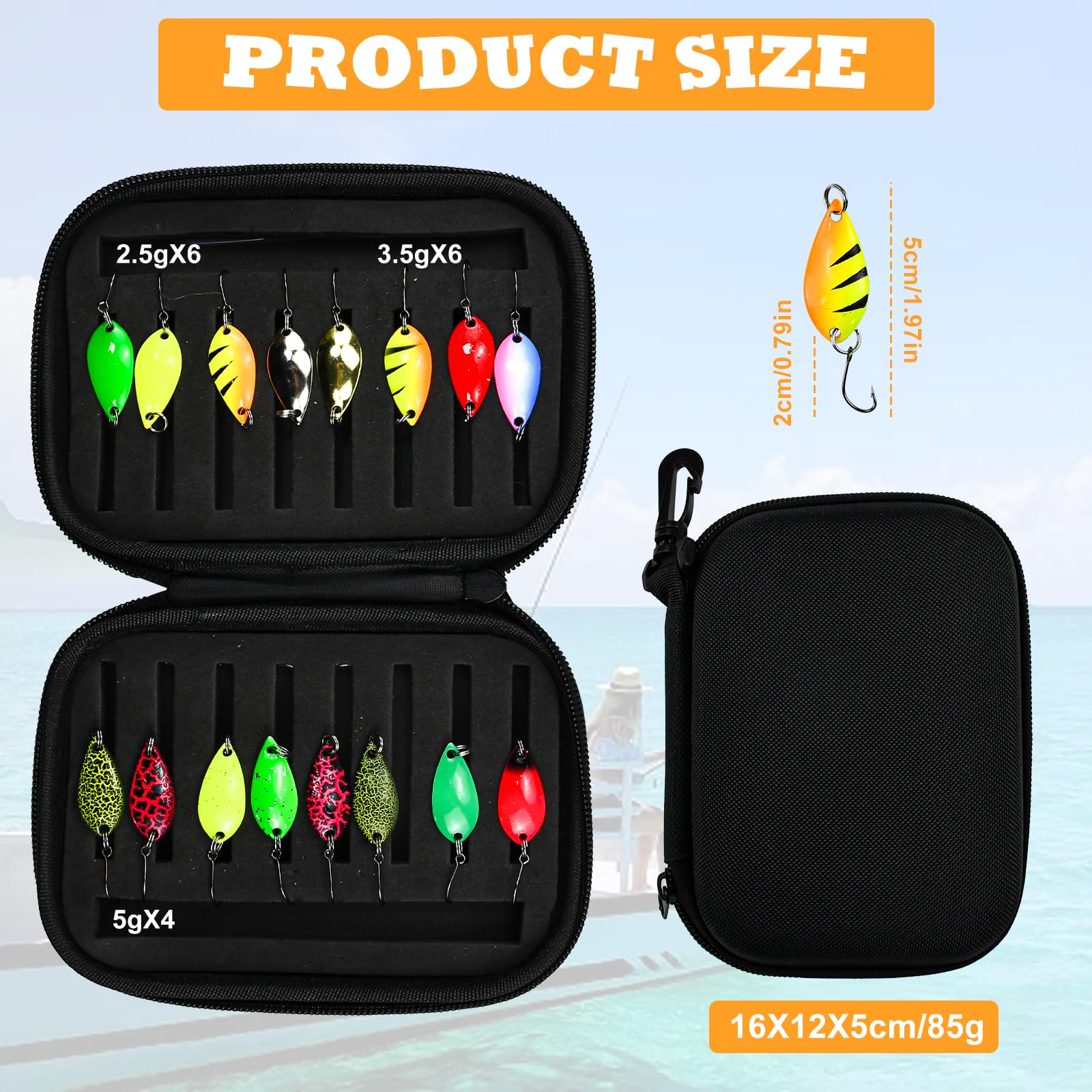 KYYGKY 16 Cuillères Pêche Truite - Leurres Métalliques 2.5g 3.5g 5g Avec Sac Rangement - Pour Brochet Bar
