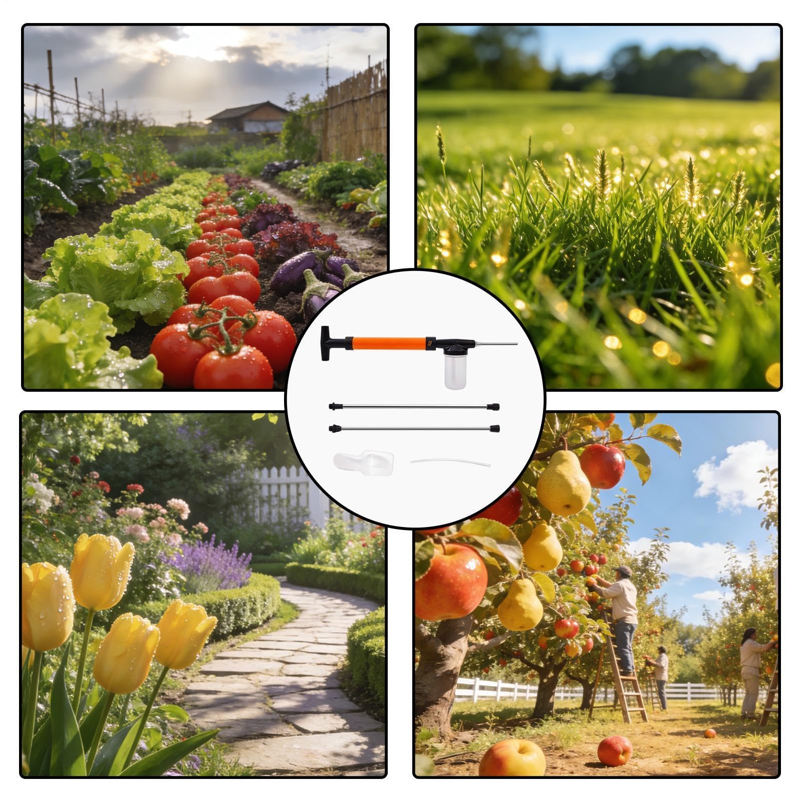 Spruzzatore a polvere con 2 aste di estensione palmare | Spargitore di farina fossile per giardino agricolo esterno cortile prato serra casa interna