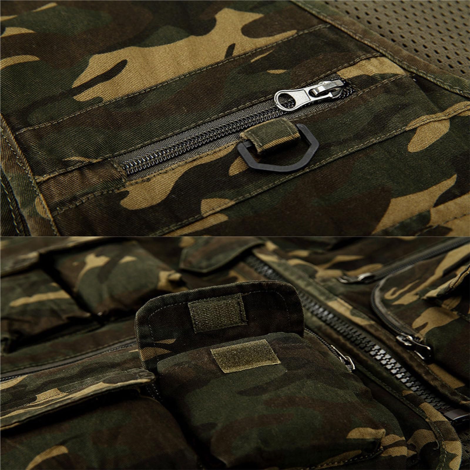 Wygwlg Gilet Mimetico Da Uomo, Gilet Fotografico Da Viaggio Per Pesca Da Lavoro All'aperto Da Uomo Con Tasche Multiple