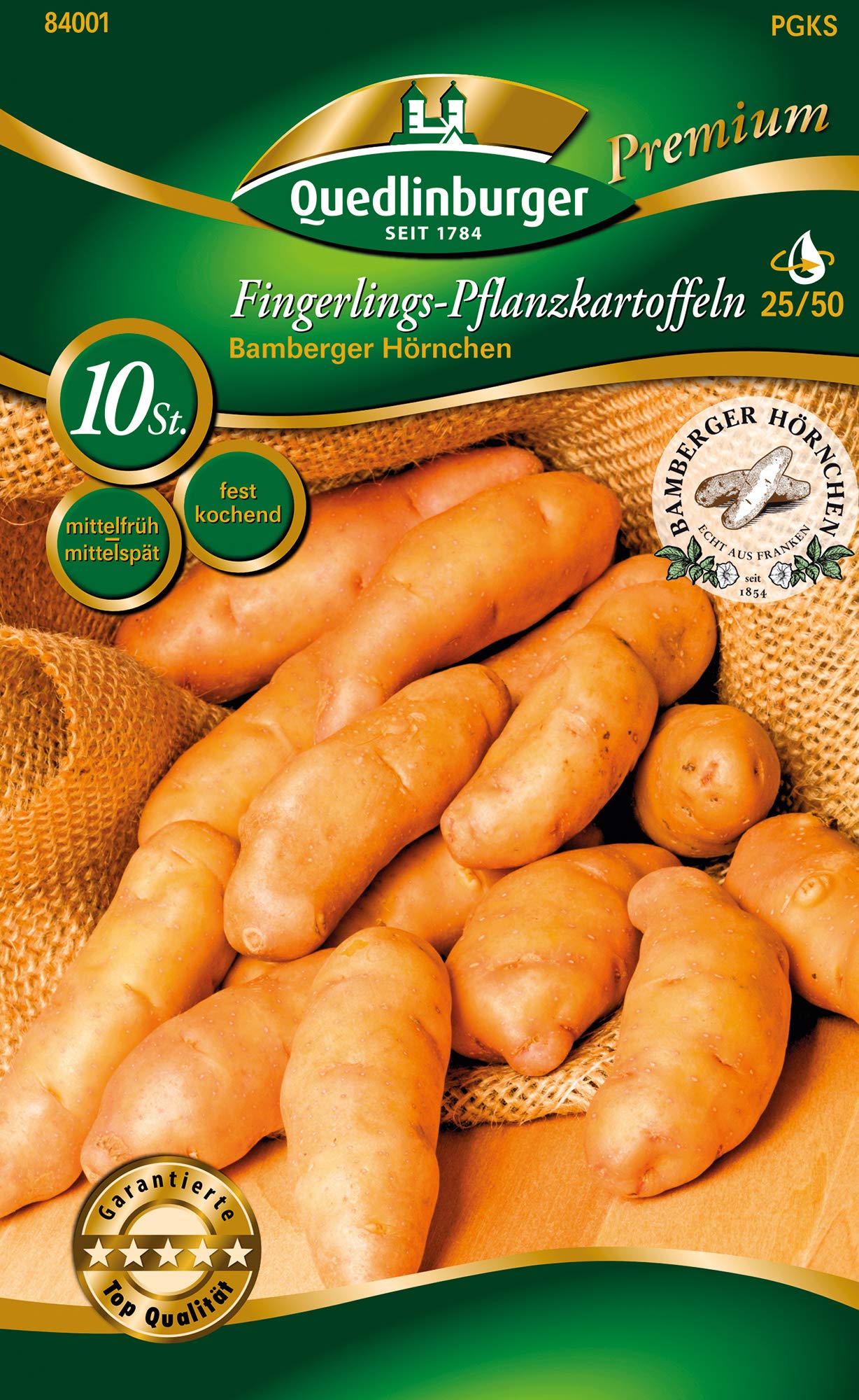 Quedlinburger 84001 Kartoffel Bamberger Hörnchen (10 Stück) (gelb, festkochend, mittelfrüh/mittelspät) (Pflanzkartoffeln)